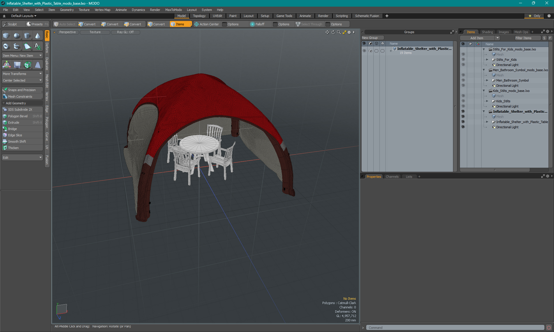 Inflatable Shelter with Plastic Table 3D