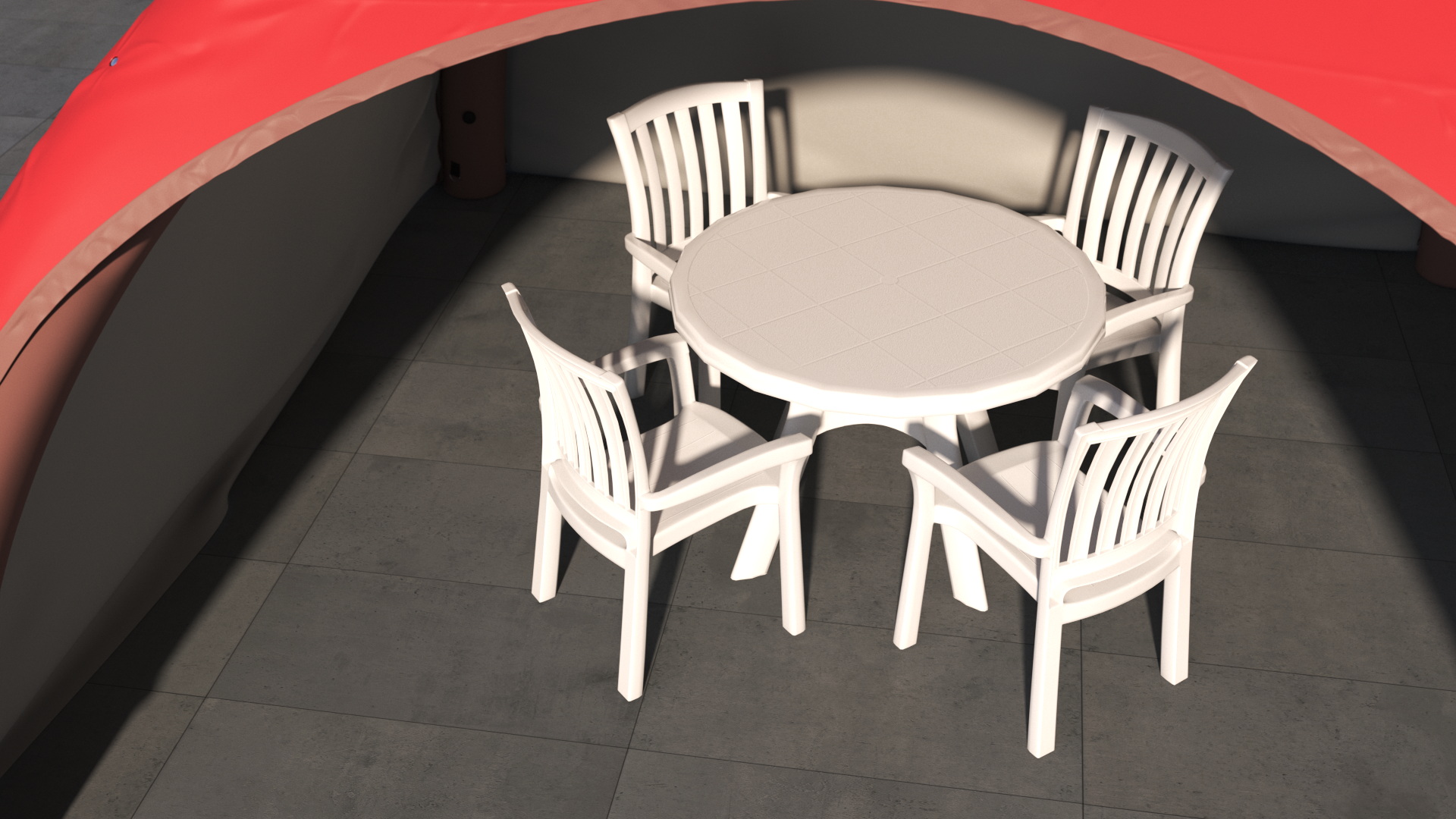 Inflatable Shelter with Plastic Table 3D