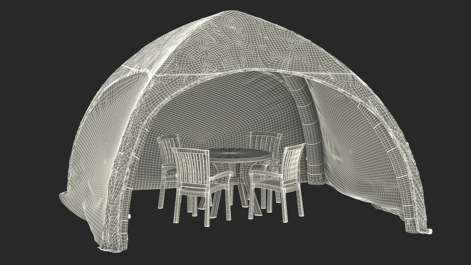 Inflatable Shelter with Plastic Table 3D