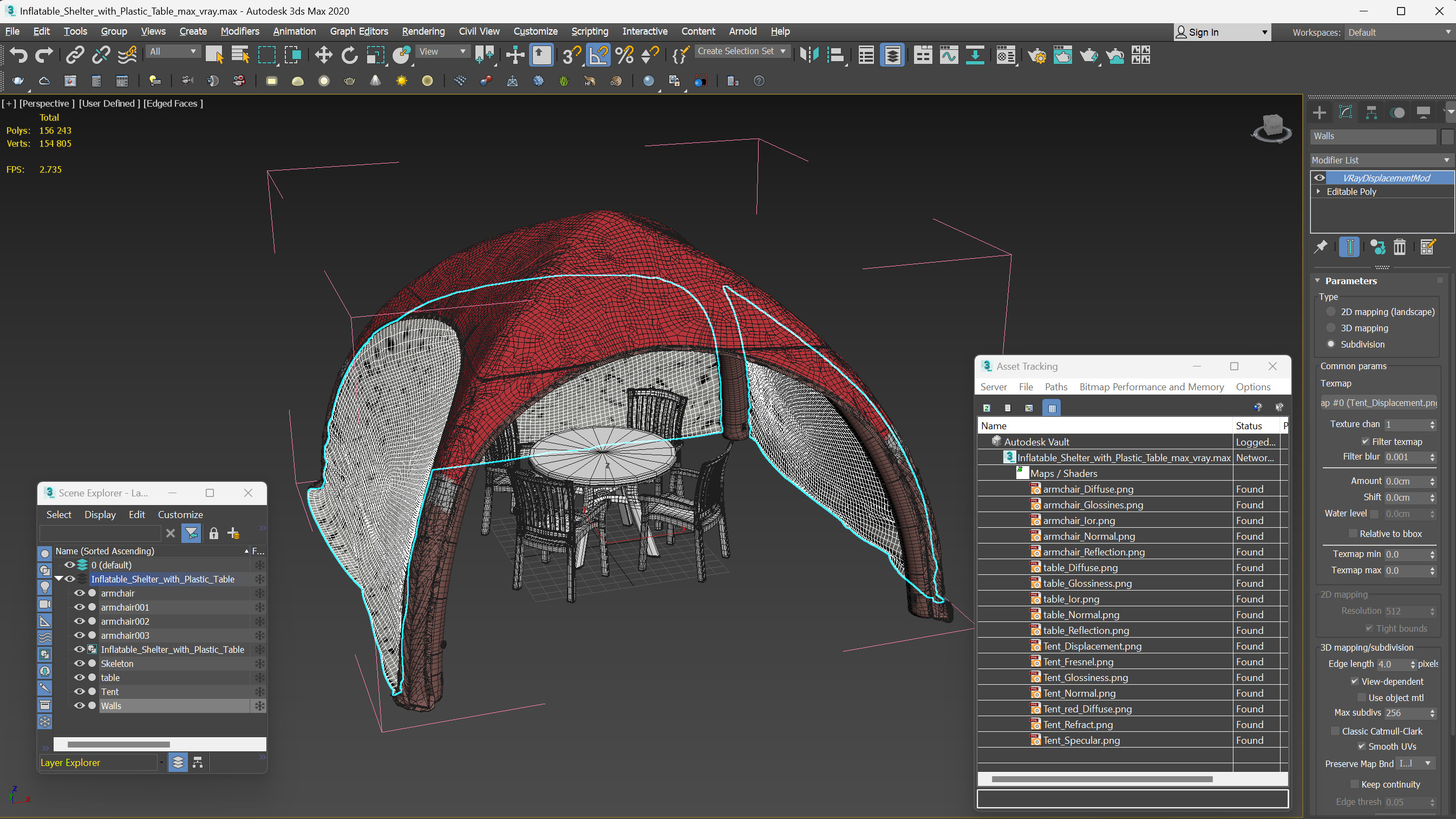 Inflatable Shelter with Plastic Table 3D