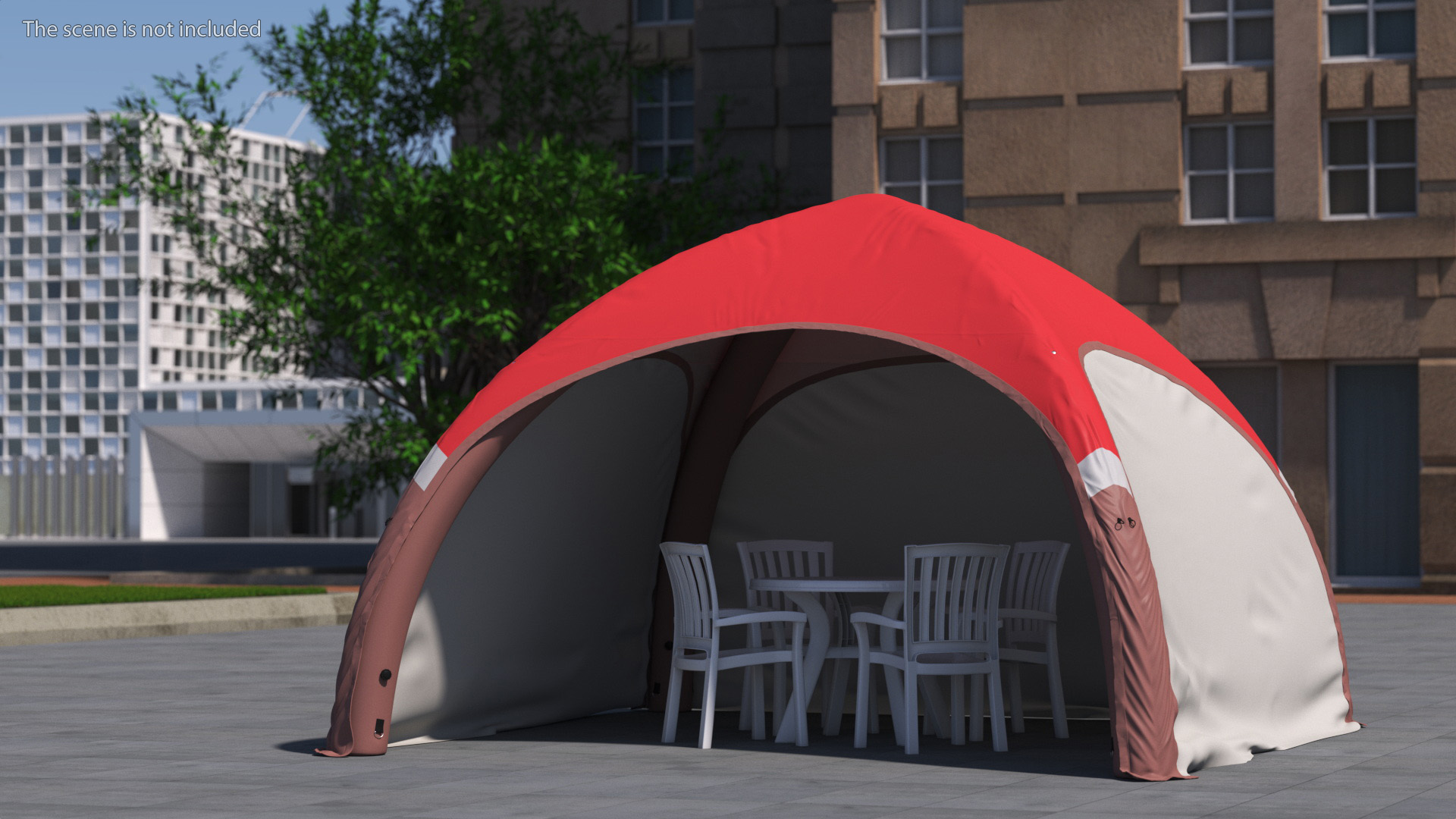 Inflatable Shelter with Plastic Table 3D