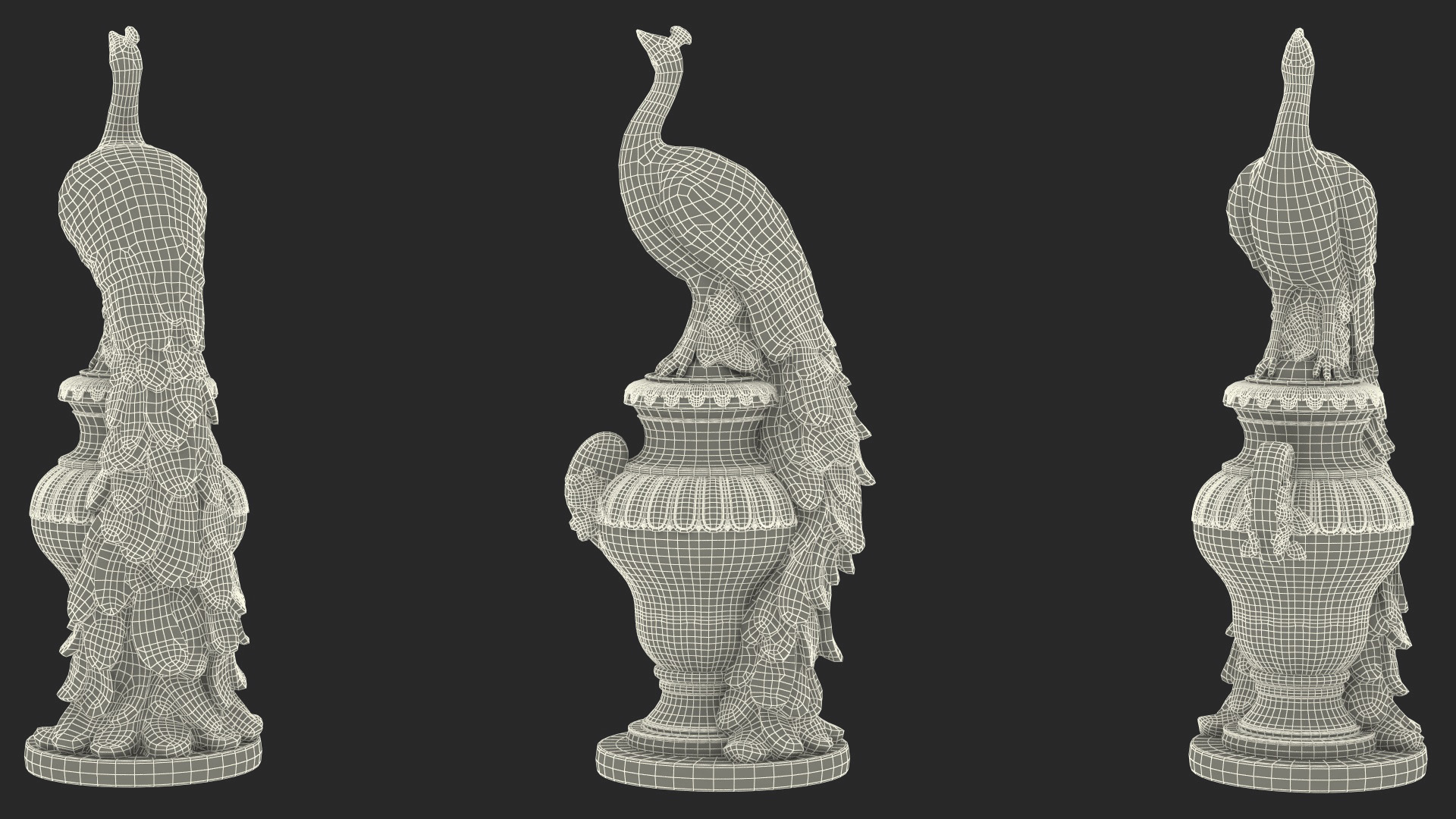 3D model Fantasy Painted Peacock Statue