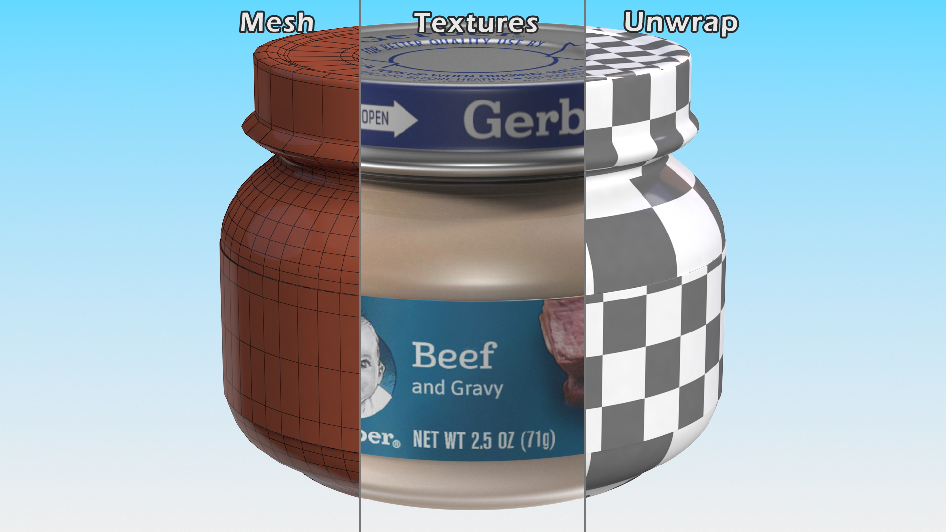 Beef Gerber Baby Food Jar 71g 3D model