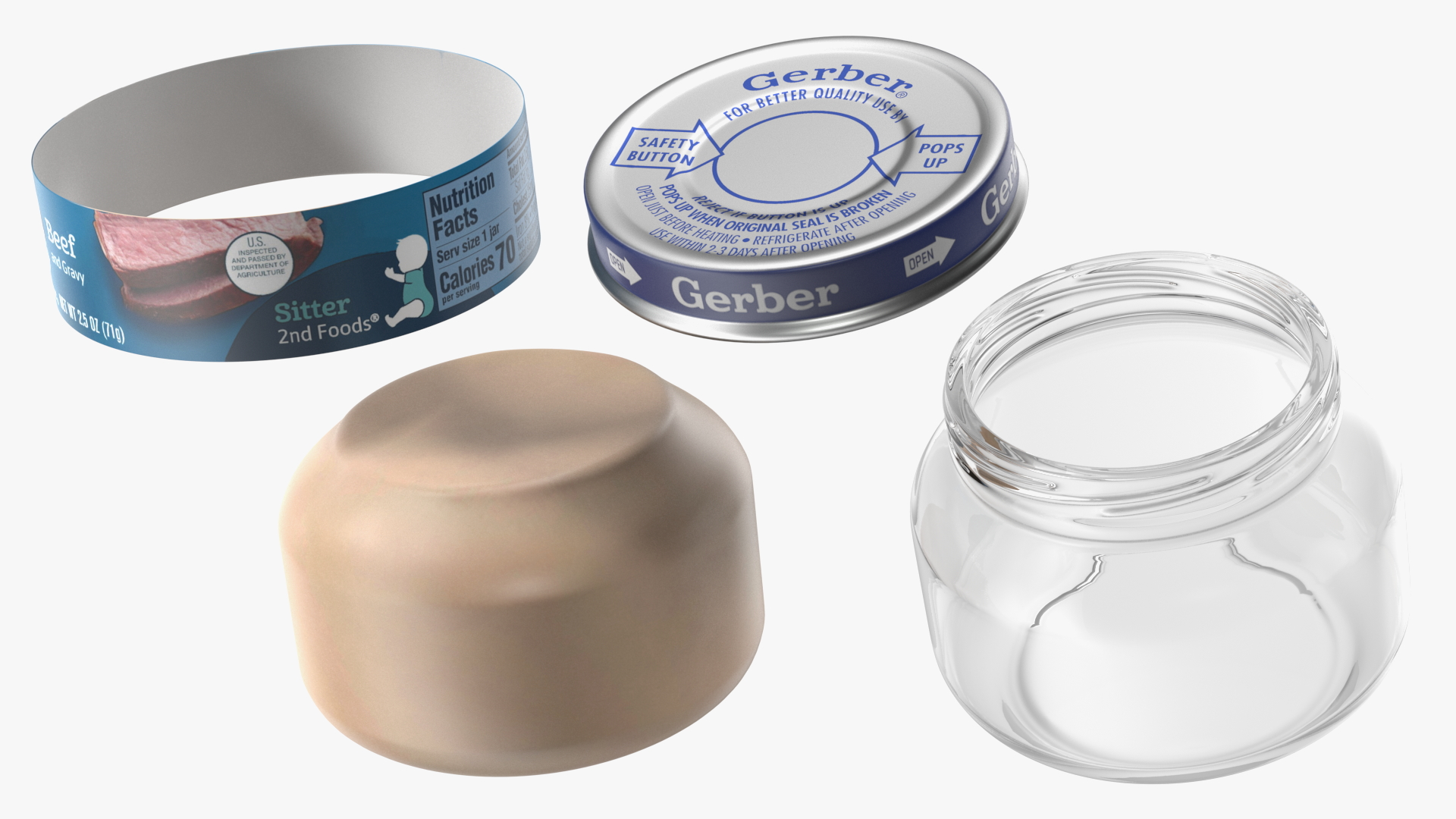 Beef Gerber Baby Food Jar 71g 3D model