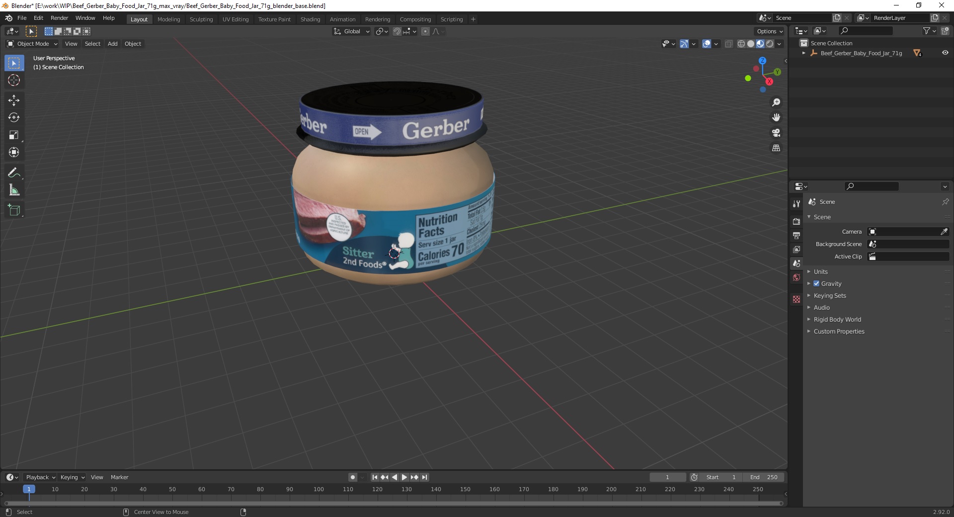 Beef Gerber Baby Food Jar 71g 3D model