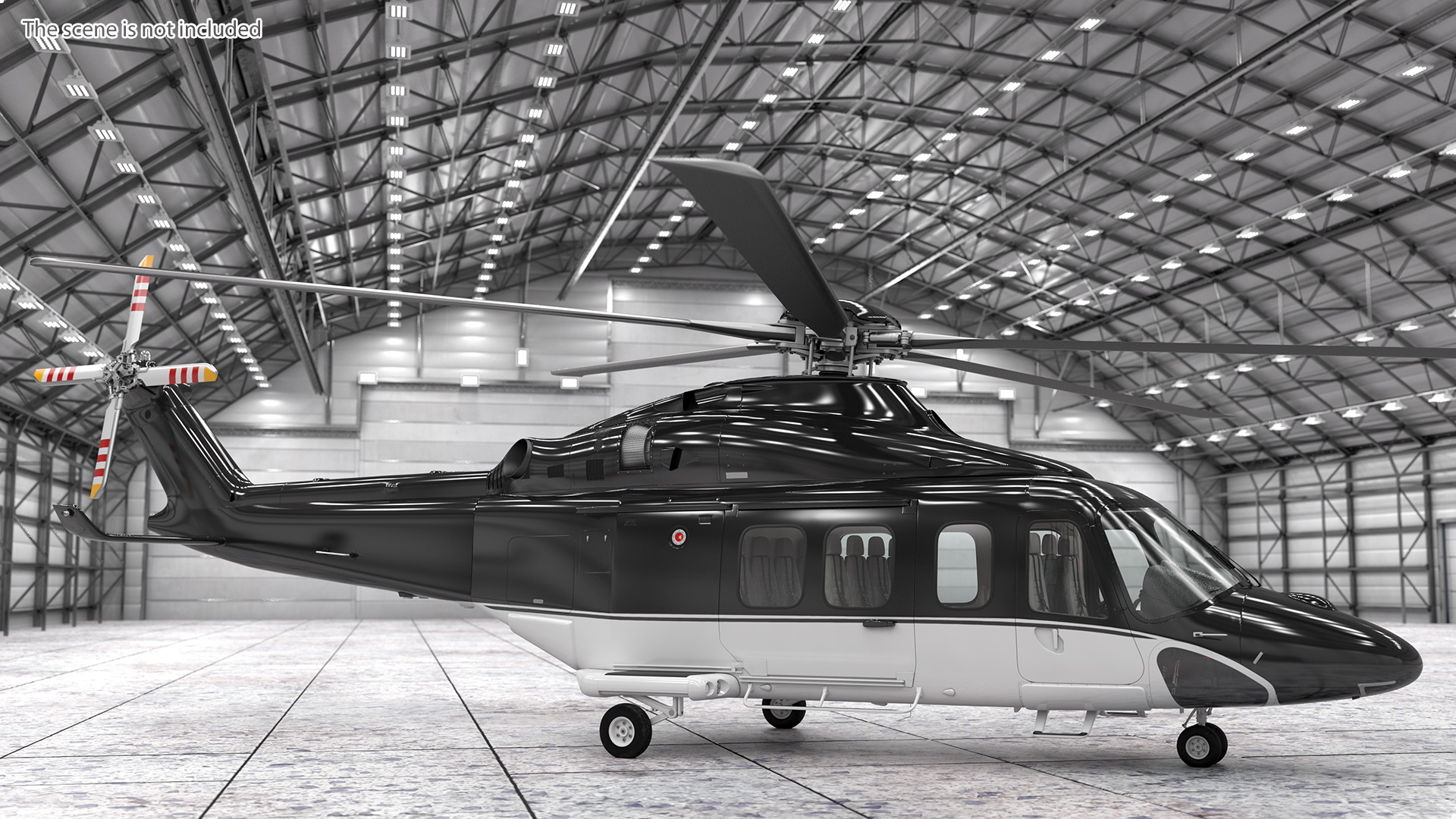 3D Medium Sized Twin Engined Helicopter Rigged model