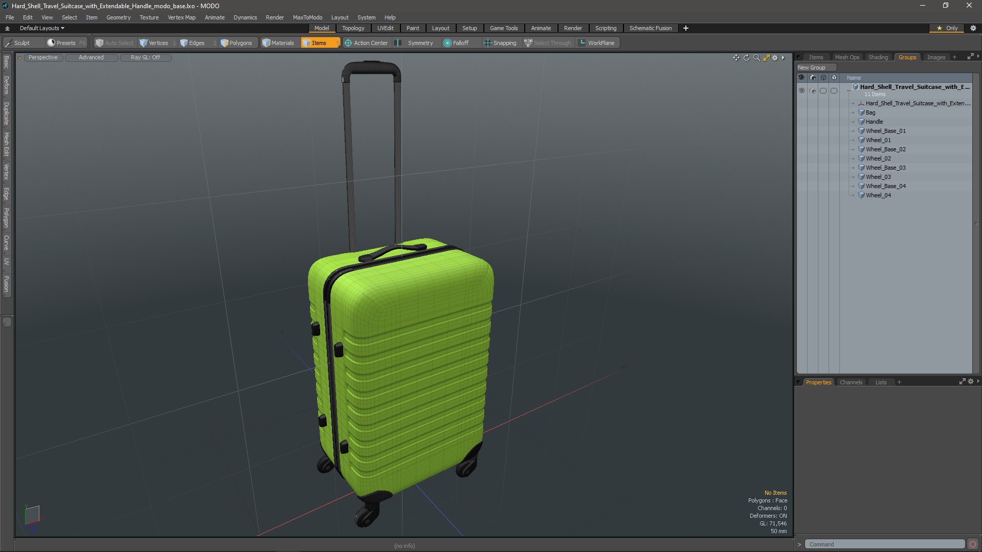 Hard Shell Travel Suitcase with Extendable Handle 3D model
