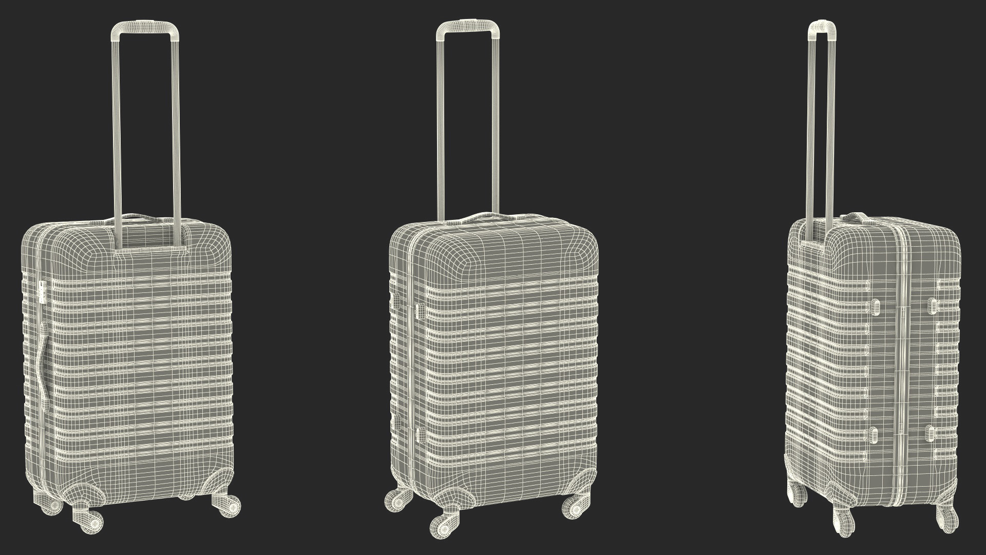 Hard Shell Travel Suitcase with Extendable Handle 3D model