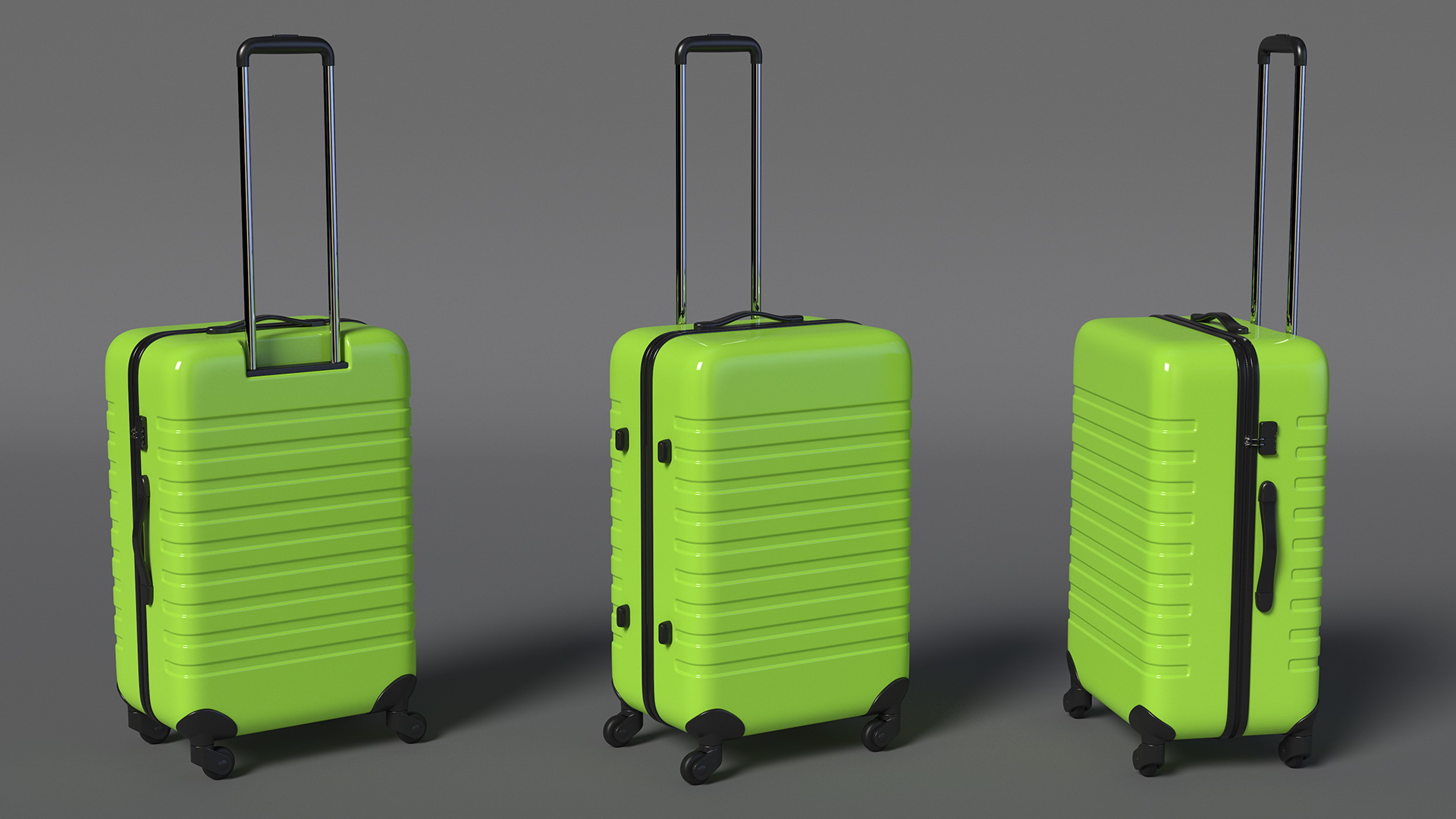 Hard Shell Travel Suitcase with Extendable Handle 3D model