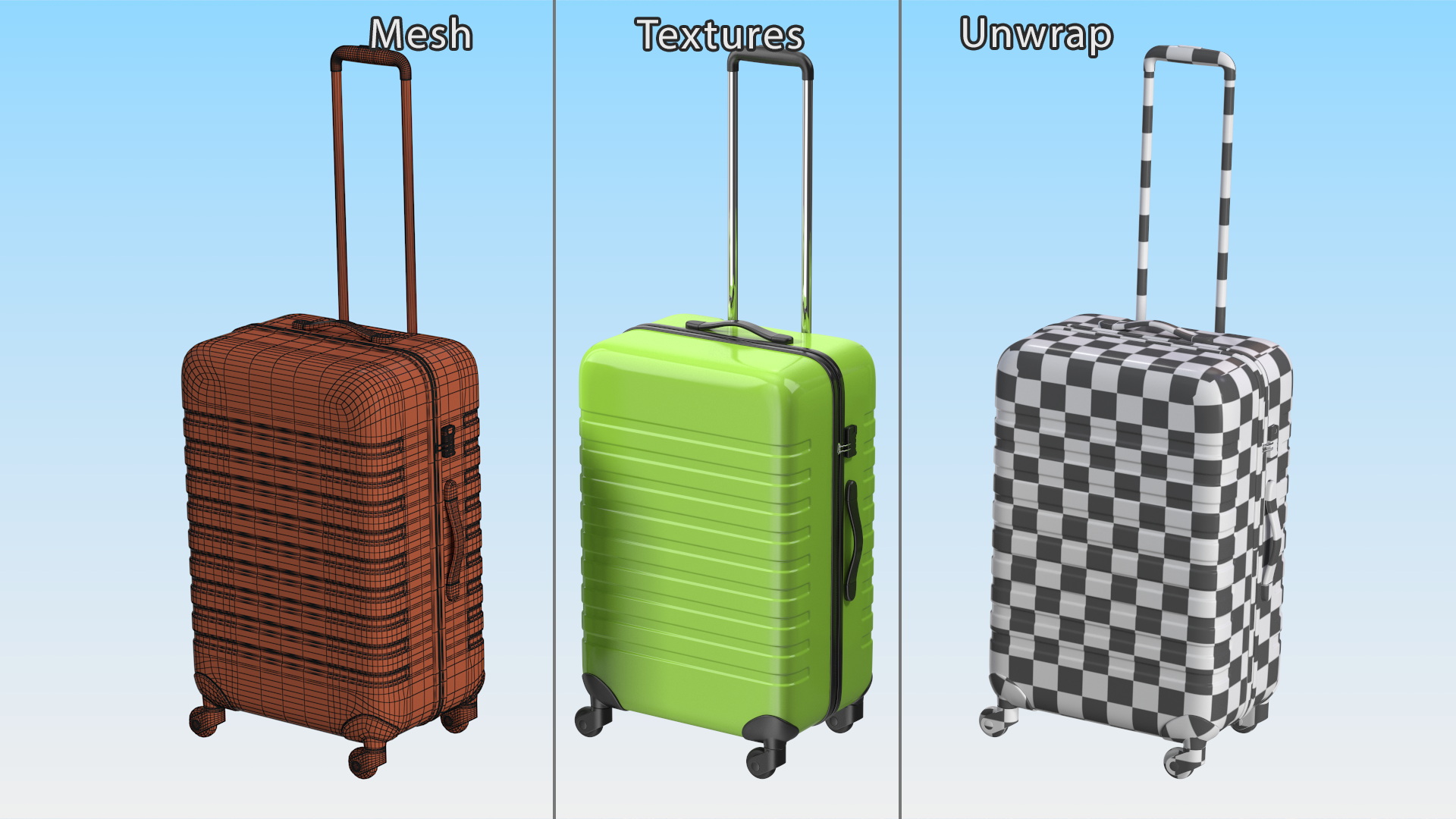 Hard Shell Travel Suitcase with Extendable Handle 3D model