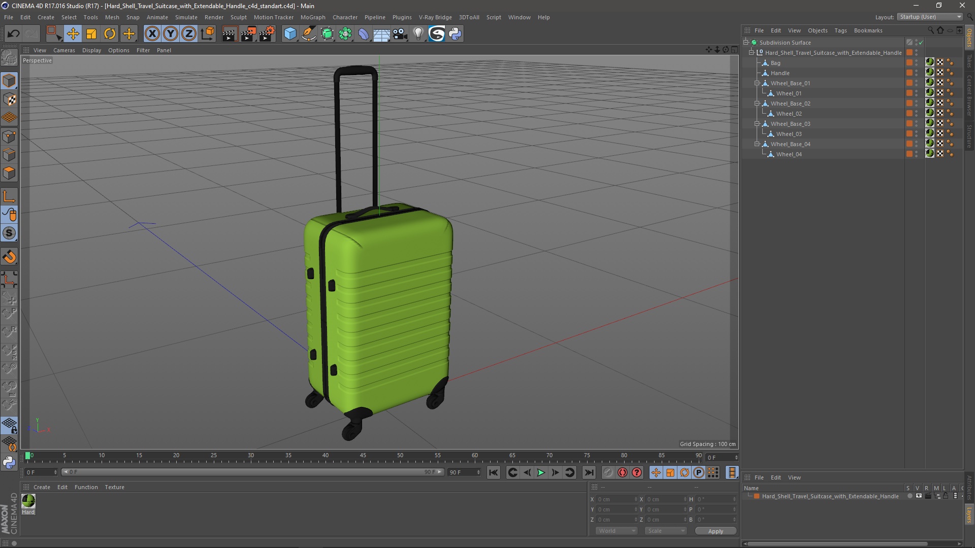 Hard Shell Travel Suitcase with Extendable Handle 3D model