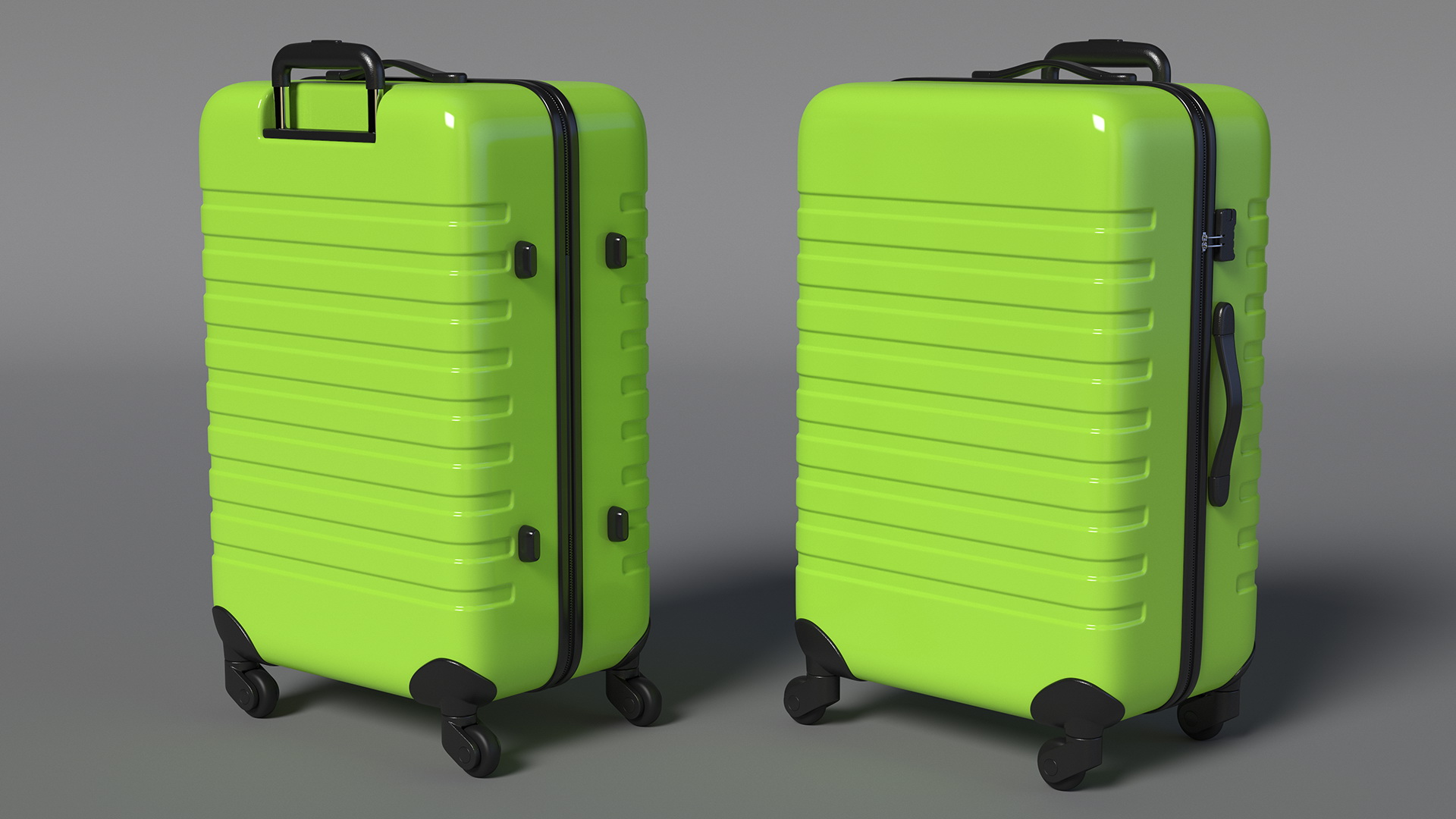 Hard Shell Travel Suitcase with Extendable Handle 3D model