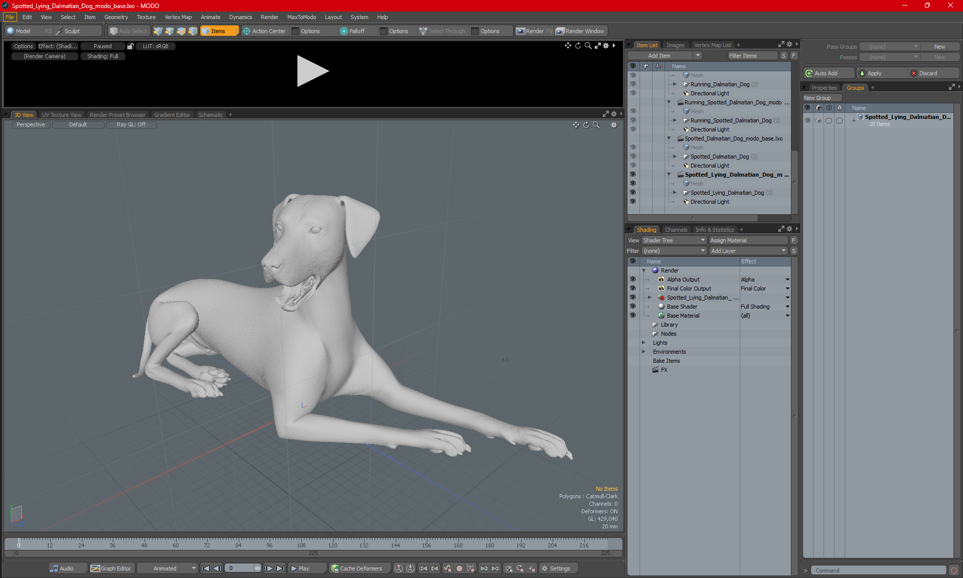 Spotted Lying Dalmatian Dog 3D