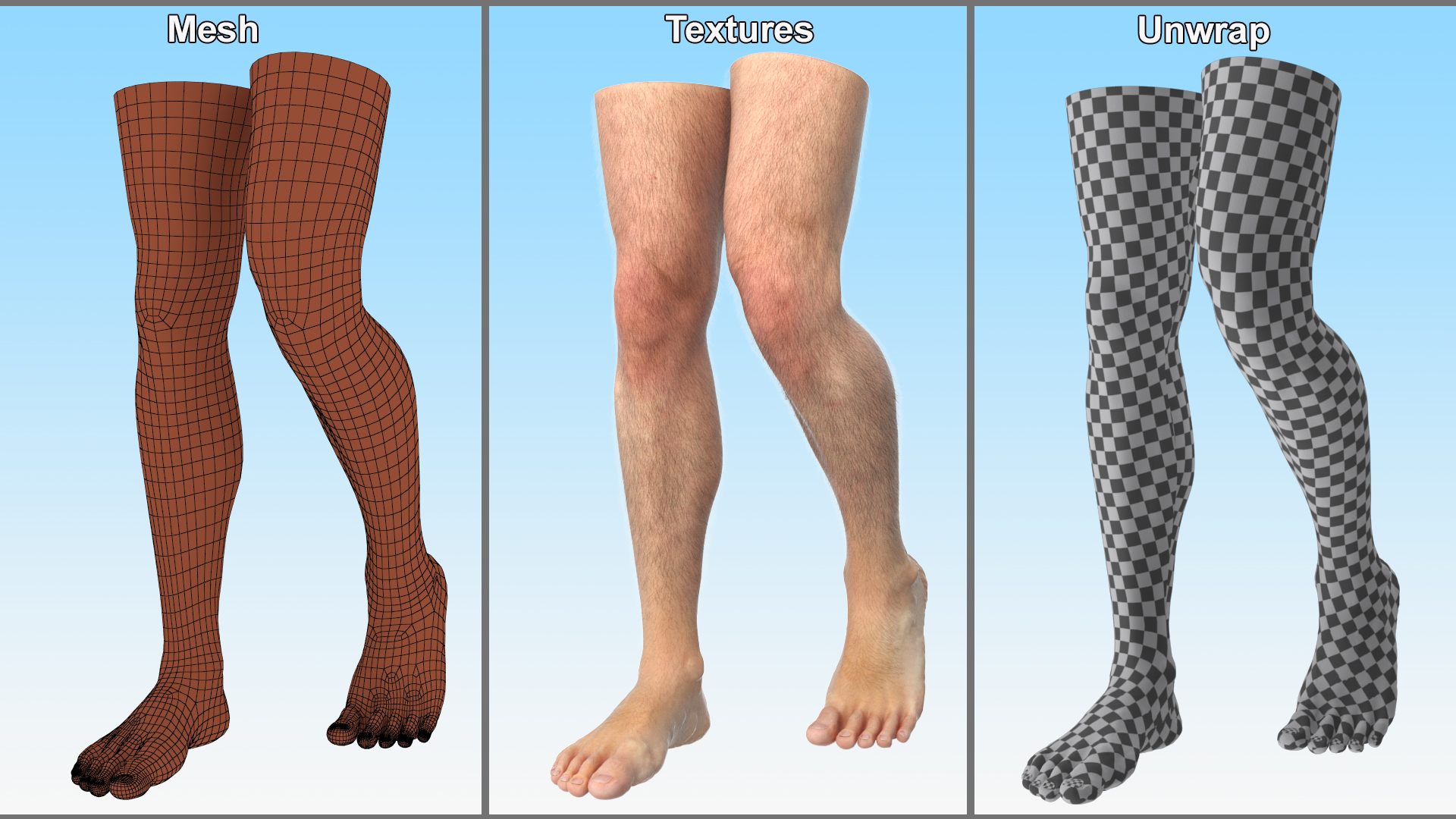Realistic Male Legs in a Walking Pose 3D