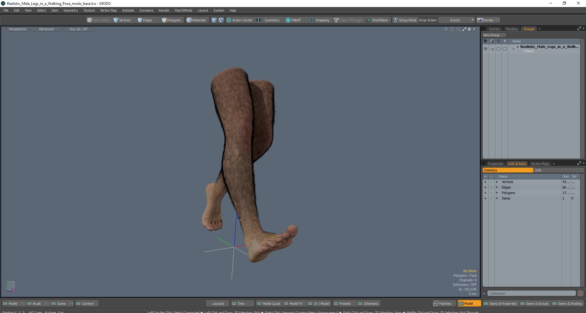 Realistic Male Legs in a Walking Pose 3D