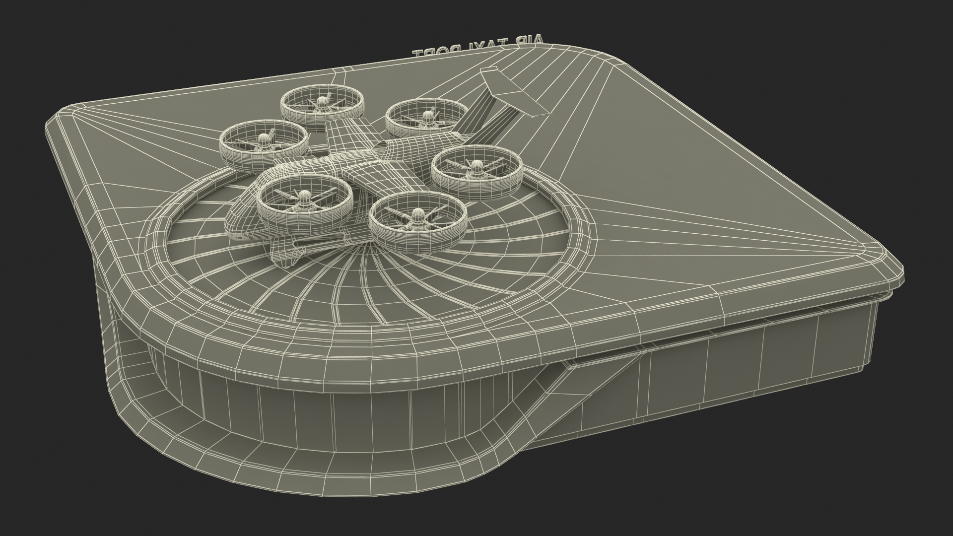 Drone and Air Taxi Port with Passenger Aircraft 3D