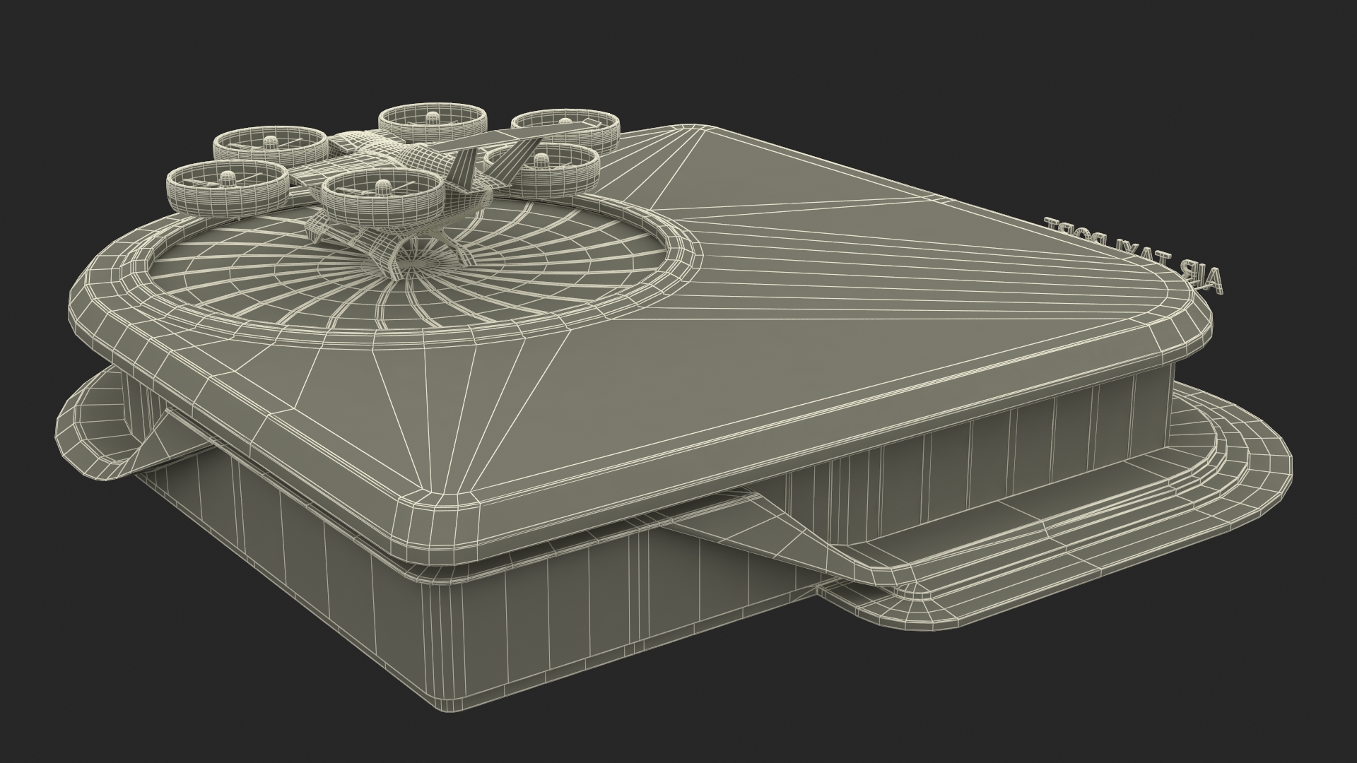 Drone and Air Taxi Port with Passenger Aircraft 3D