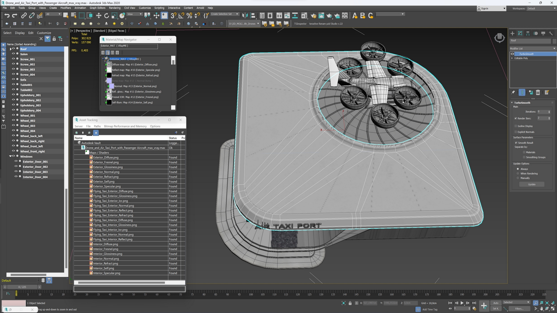 Drone and Air Taxi Port with Passenger Aircraft 3D