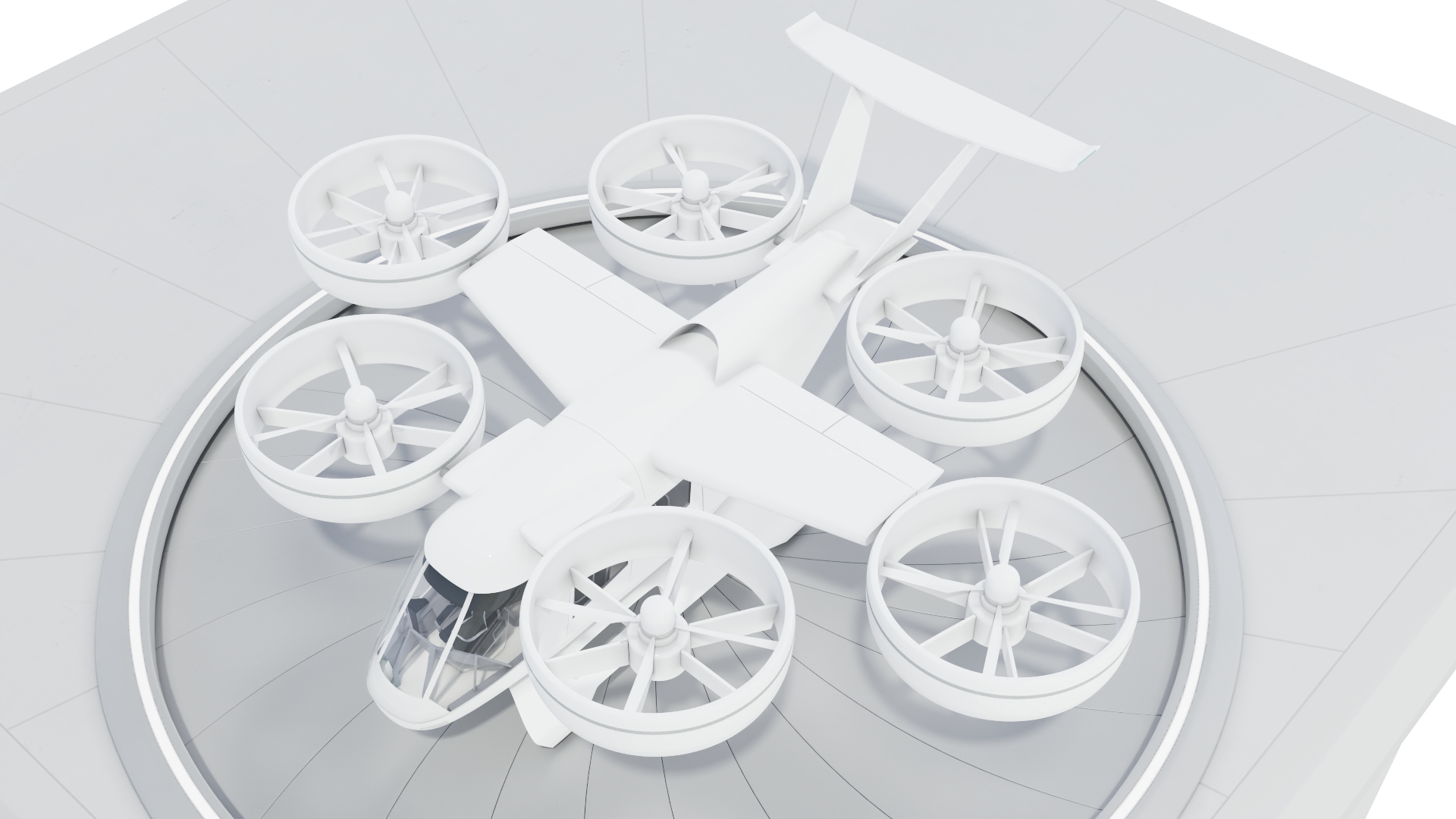 Drone and Air Taxi Port with Passenger Aircraft 3D