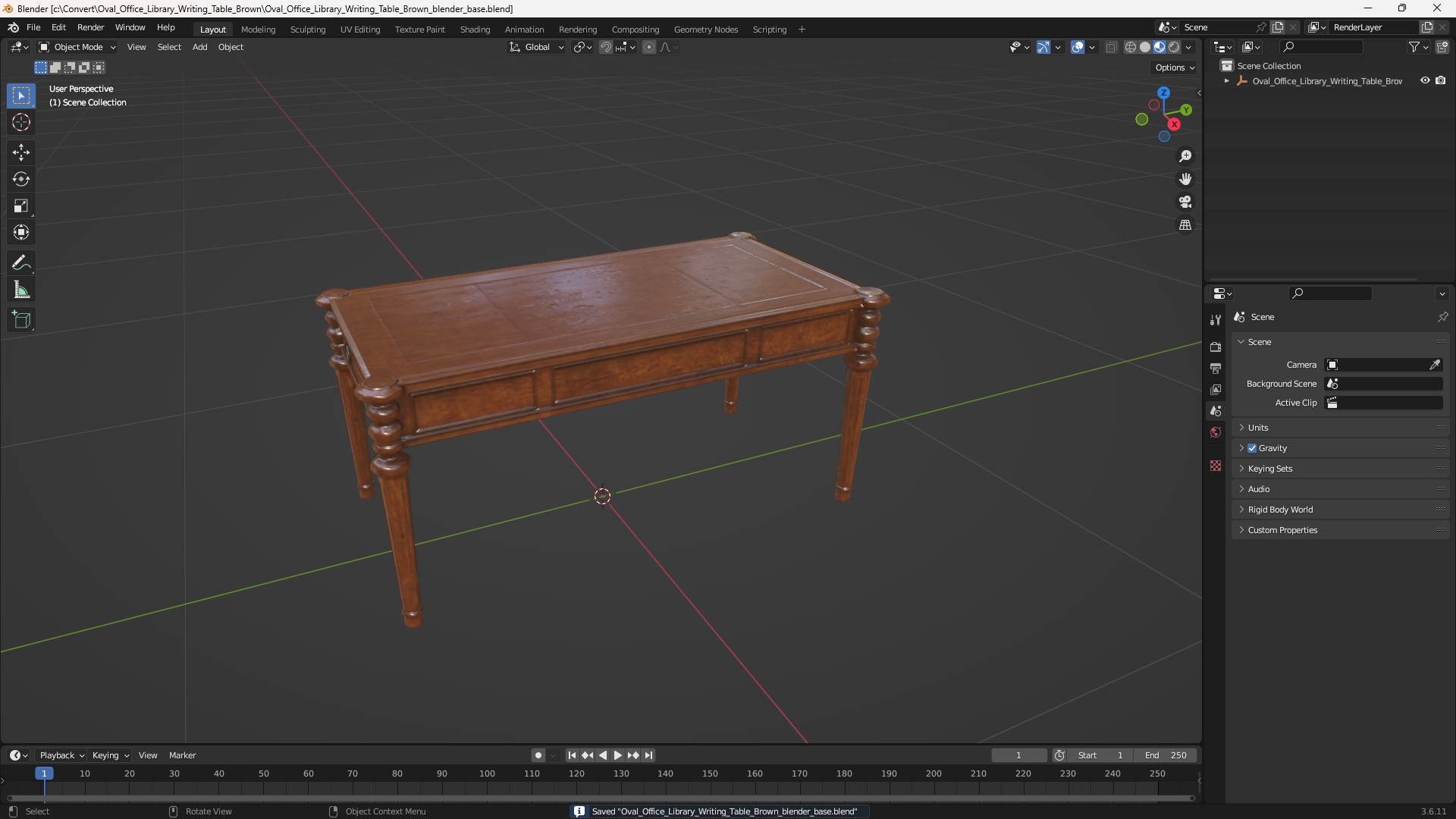 Oval Office Library Writing Table Brown - view 10