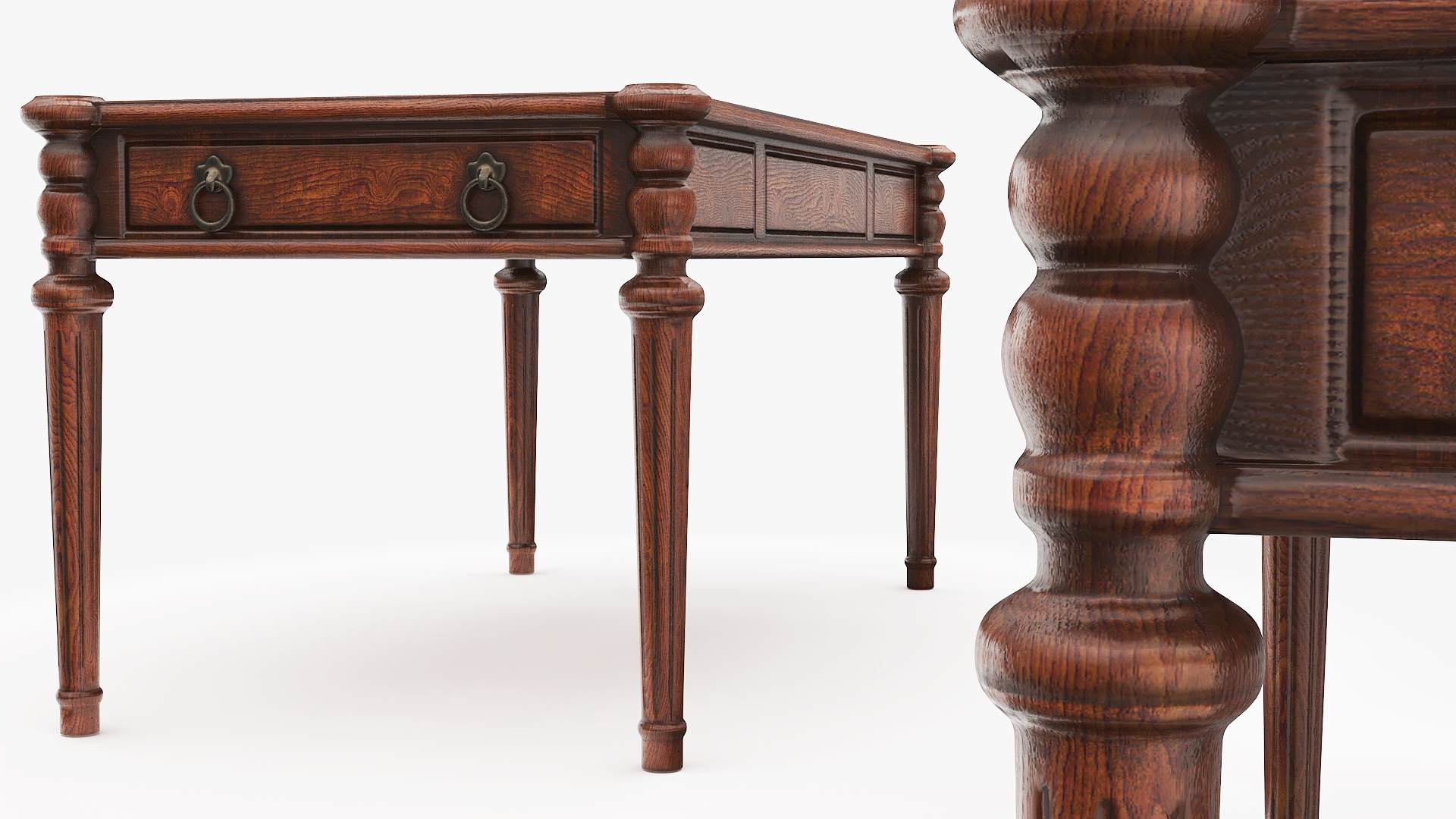 Oval Office Library Writing Table Brown - view 4