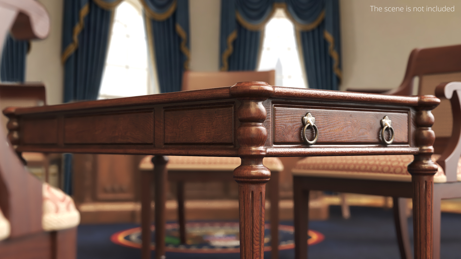 Oval Office Library Writing Table Brown - view 3