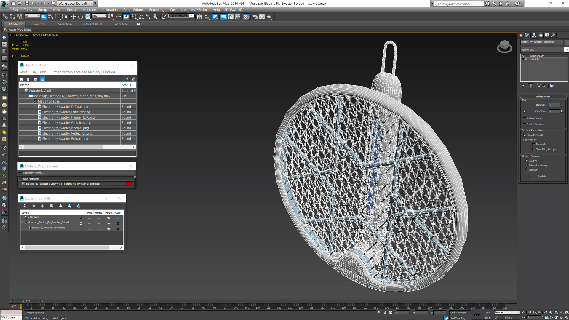3D model Mosqzap Electric Fly Swatter Folded