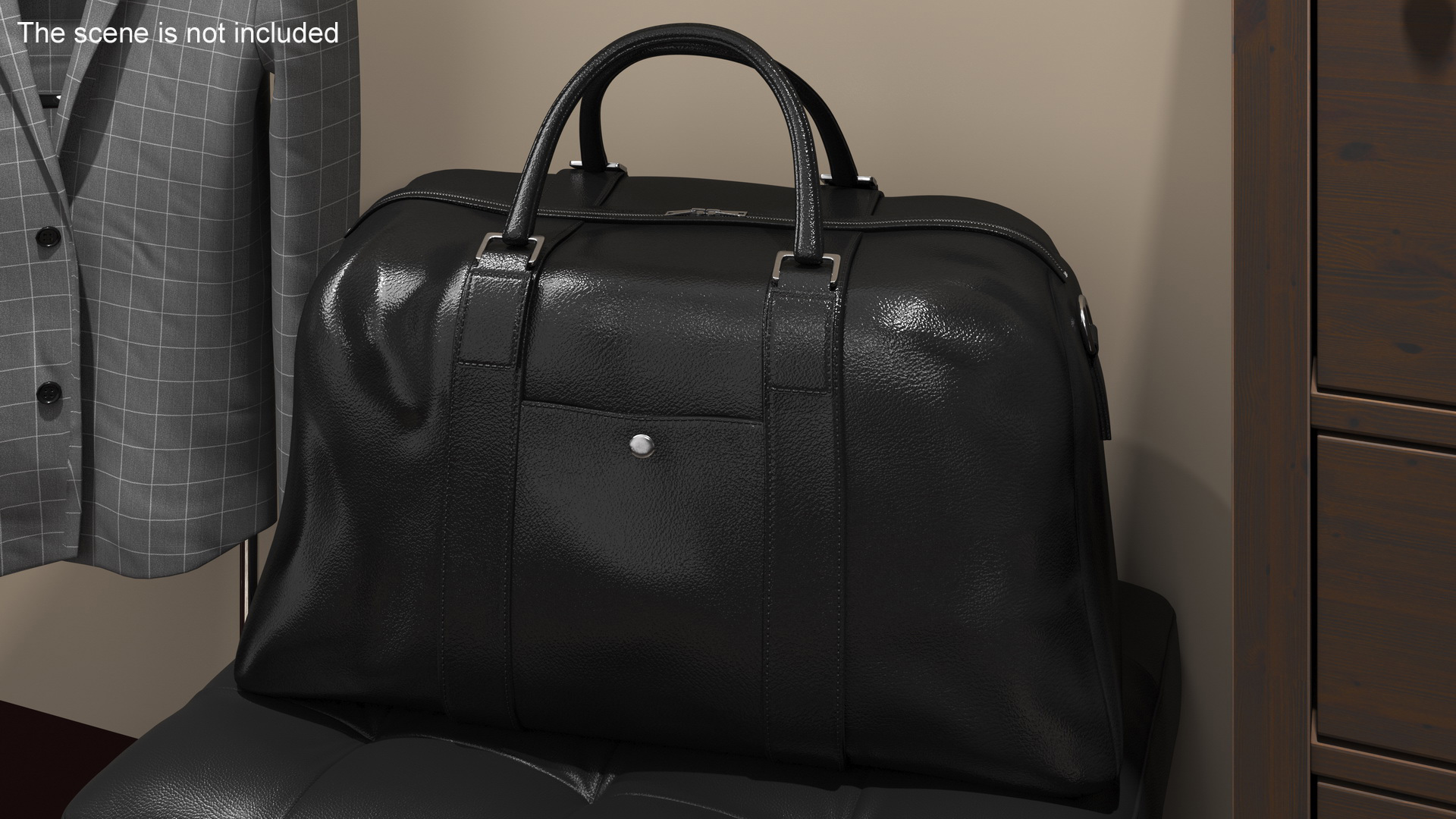 Leather Travel Bag Black 3D model
