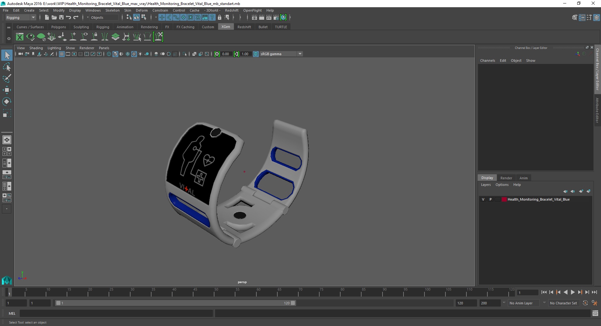 Health Monitoring Bracelet Vital Blue 3D