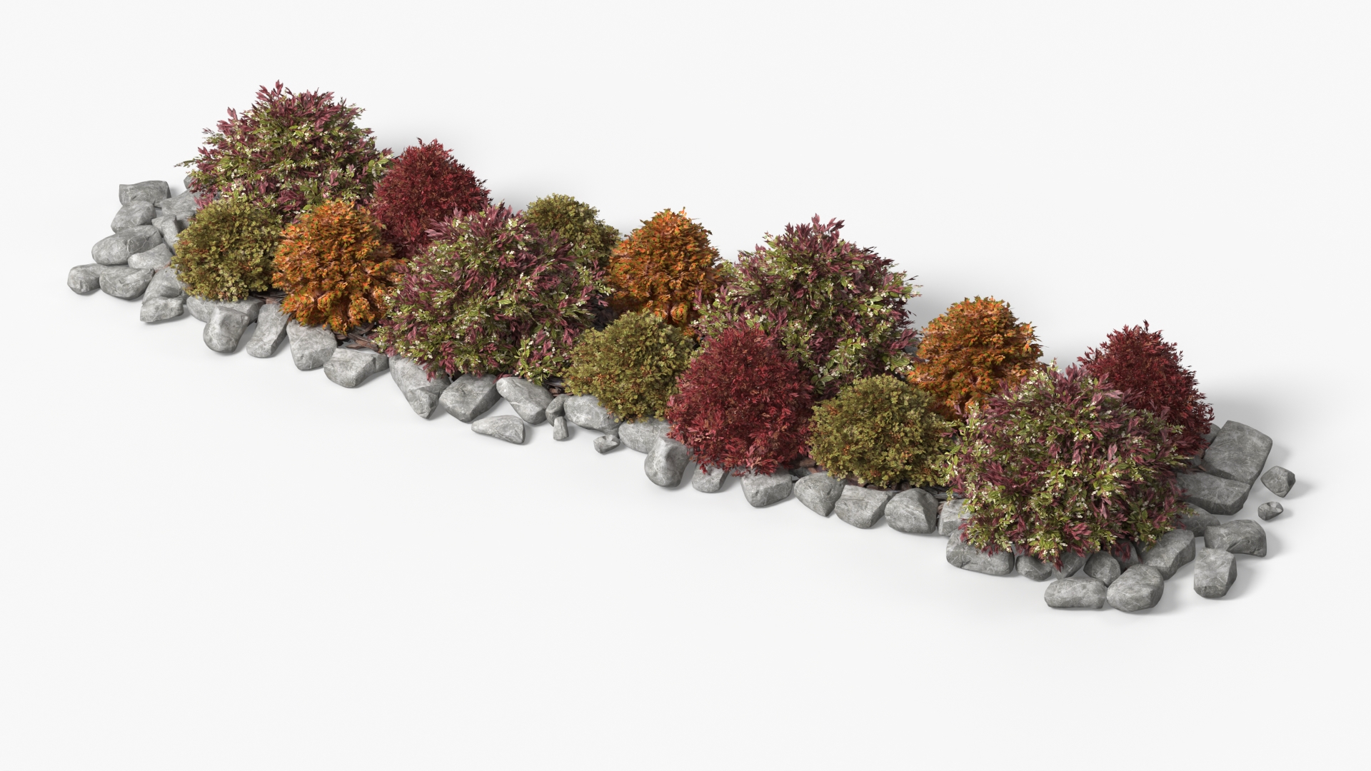 Landscape Shrub Planting with Natural Stones - view 3