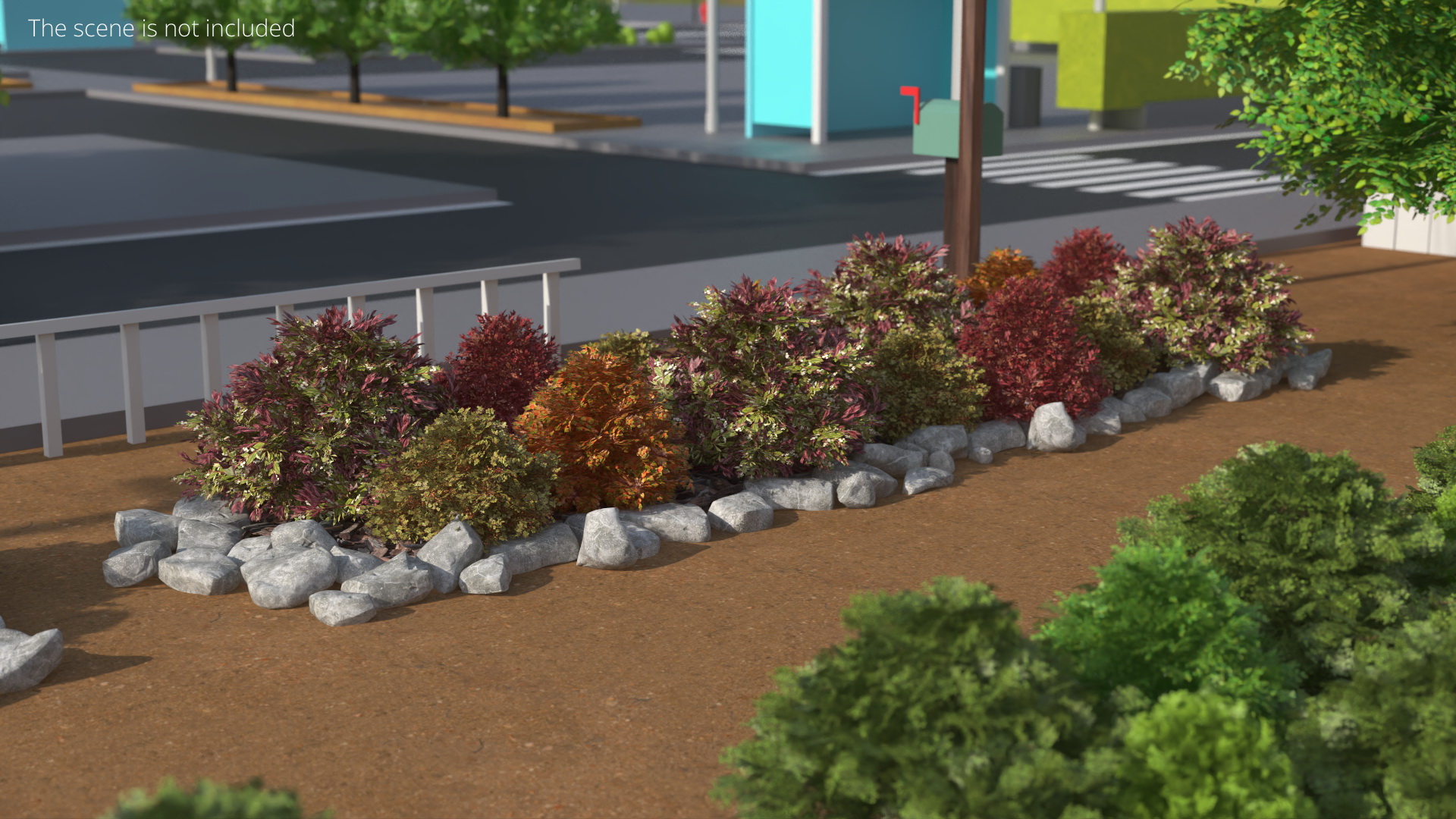 Landscape Shrub Planting with Natural Stones - view 2
