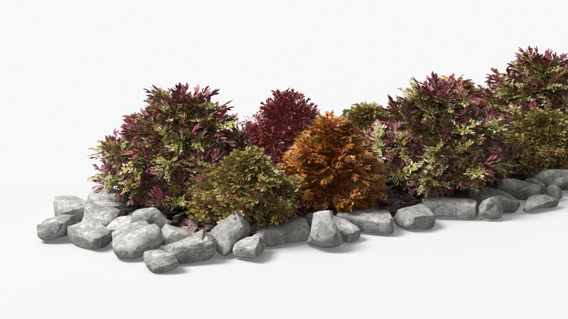 Landscape Shrub Planting with Natural Stones - view 4
