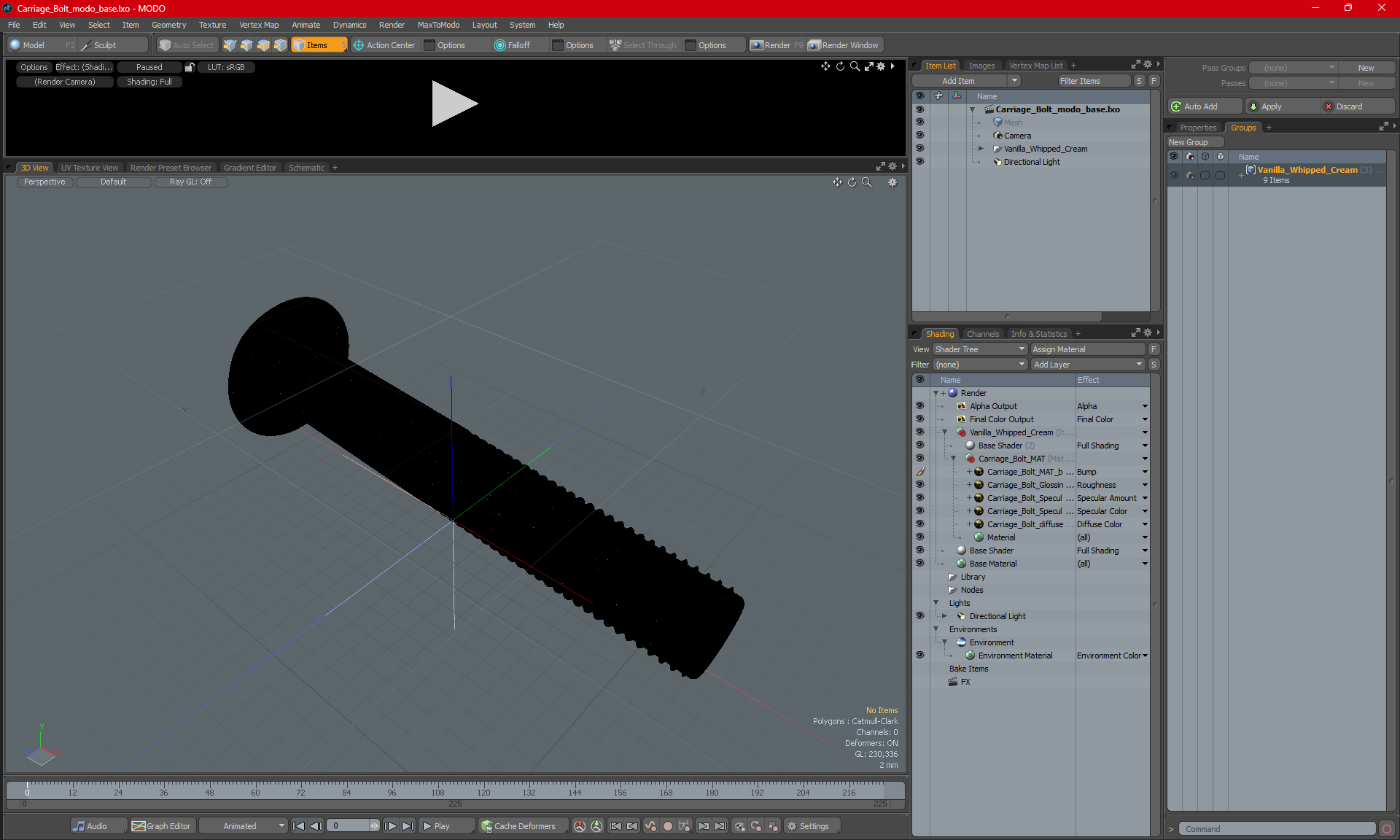 3D Carriage Bolt model