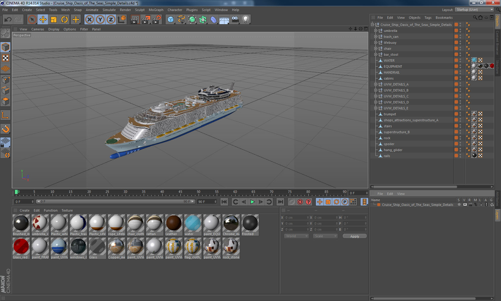 Cruise Ship Oasis of The Seas Simple Details 3D model