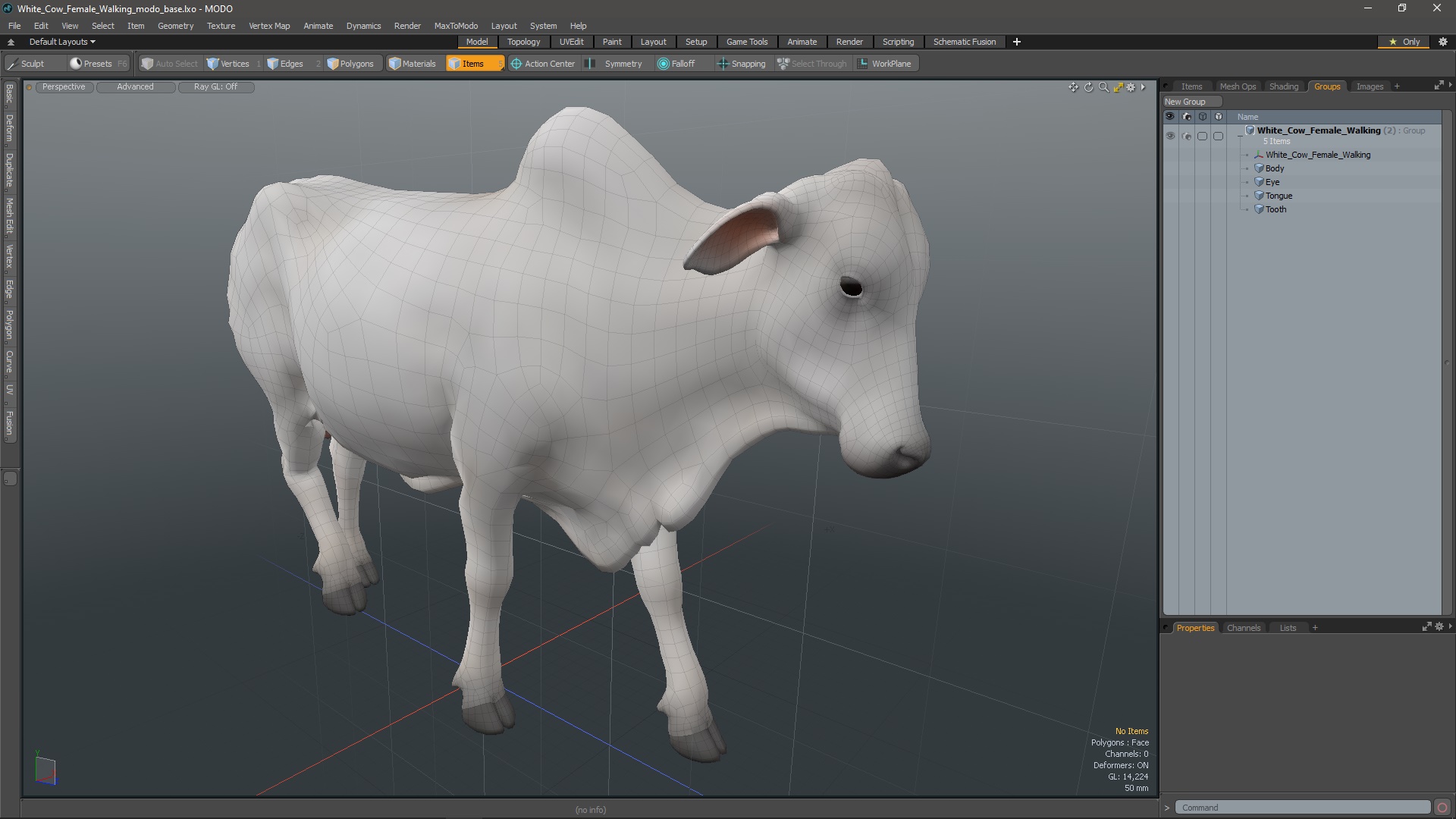 White Cow Female Walking 3D model