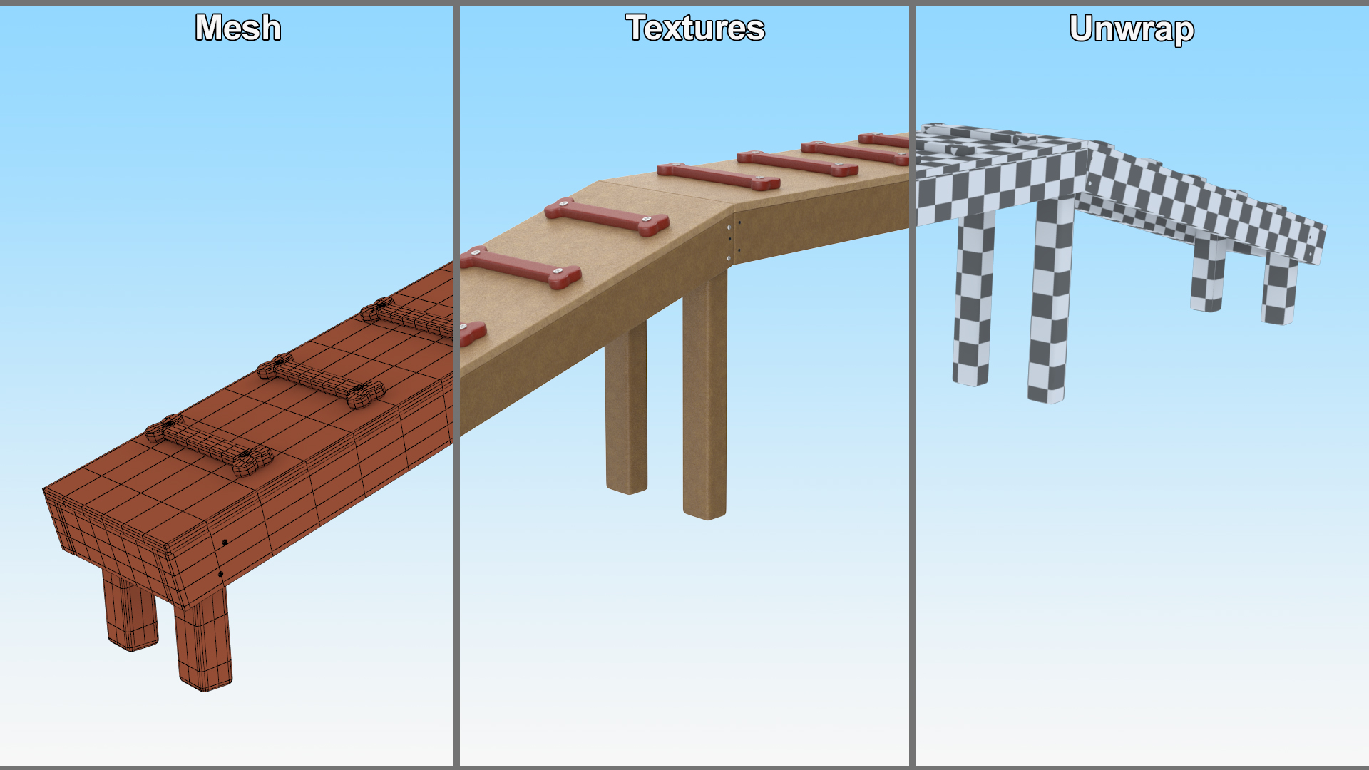 Dog Park Bridge Red 3D model