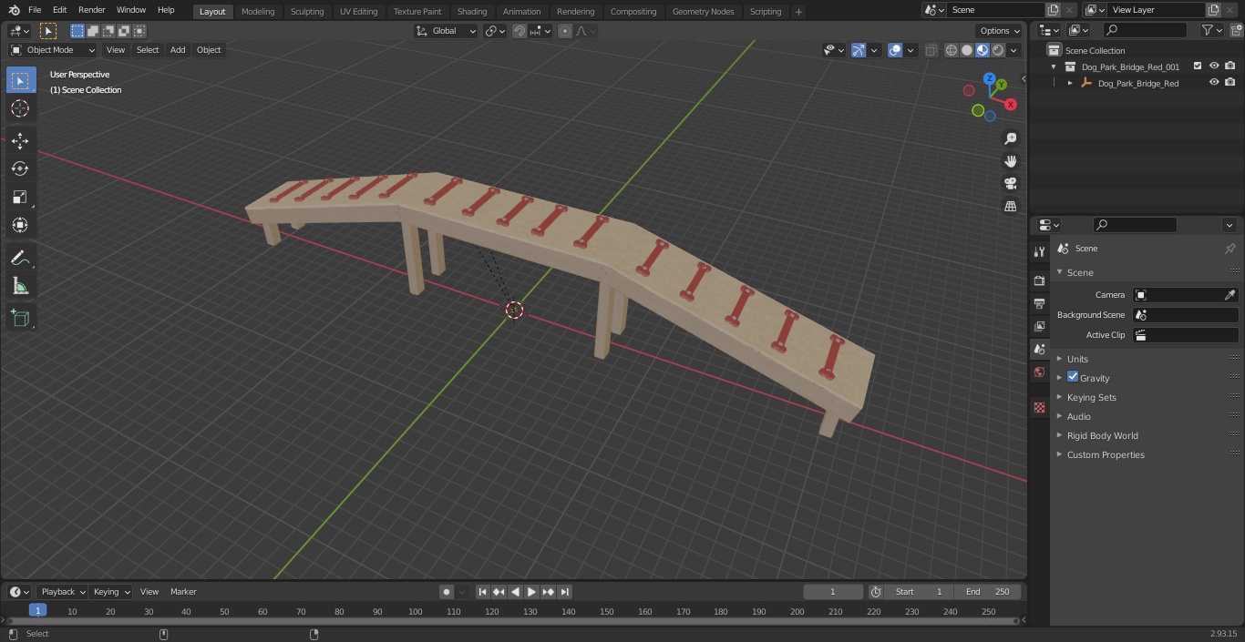 Dog Park Bridge Red 3D model