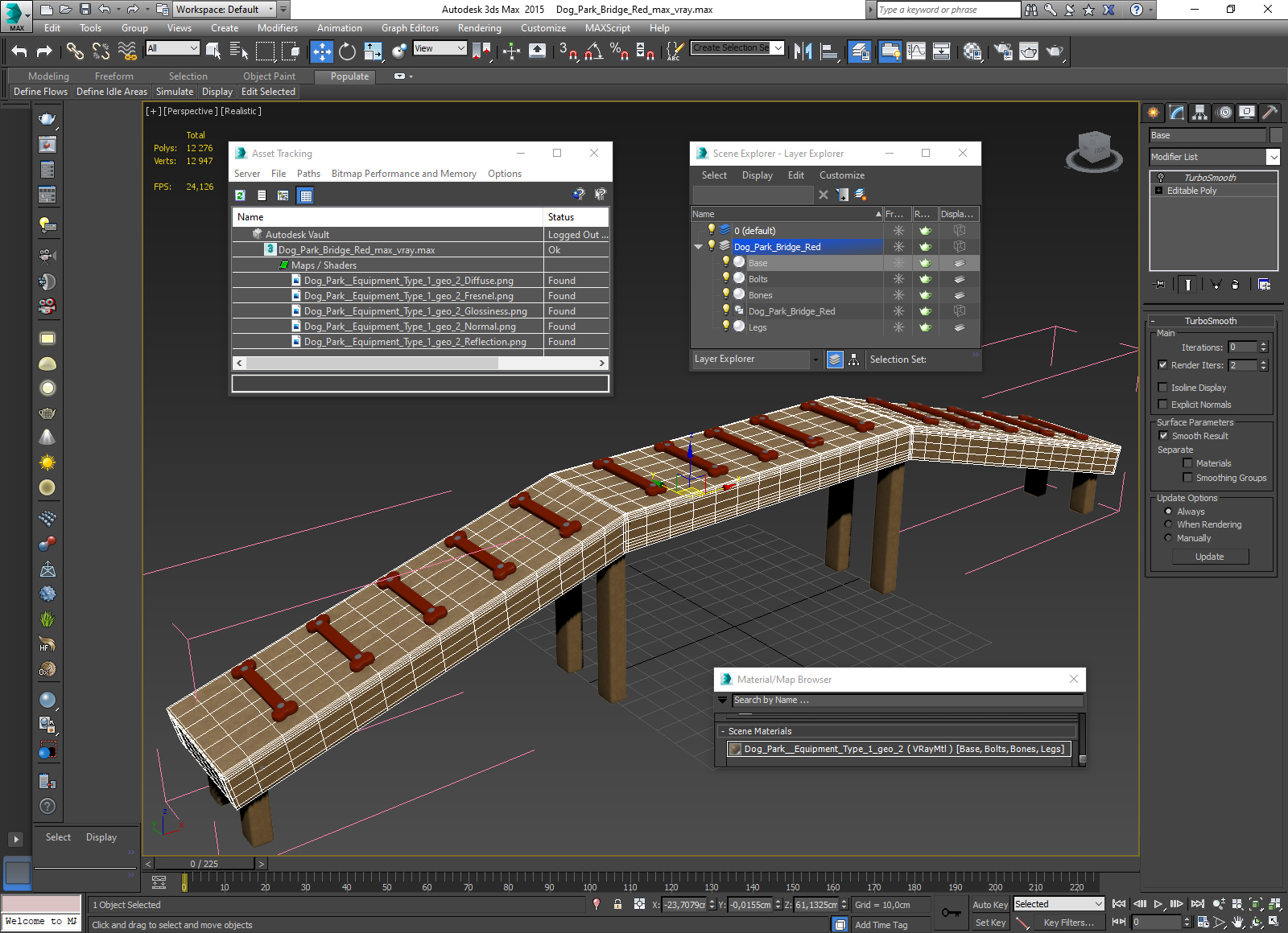 Dog Park Bridge Red 3D model