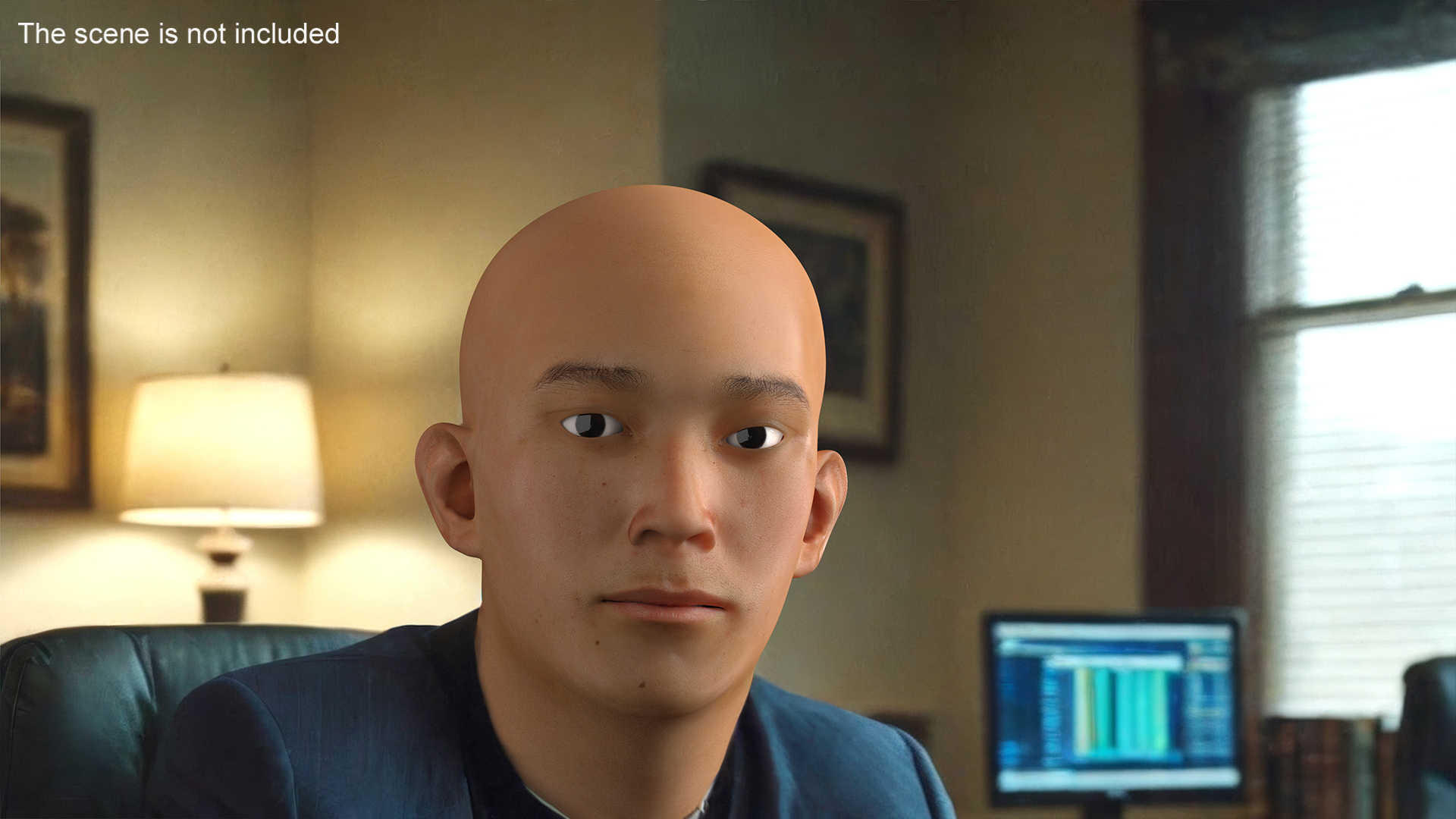 Asian Male Head Rigged 3D