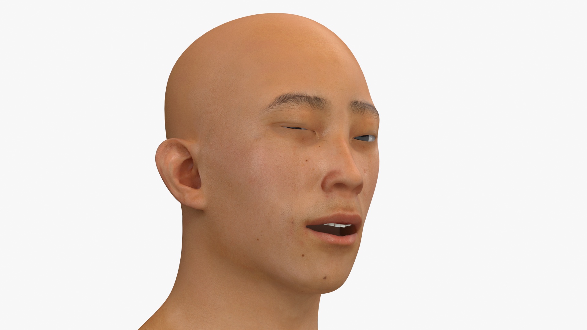 Asian Male Head Rigged 3D