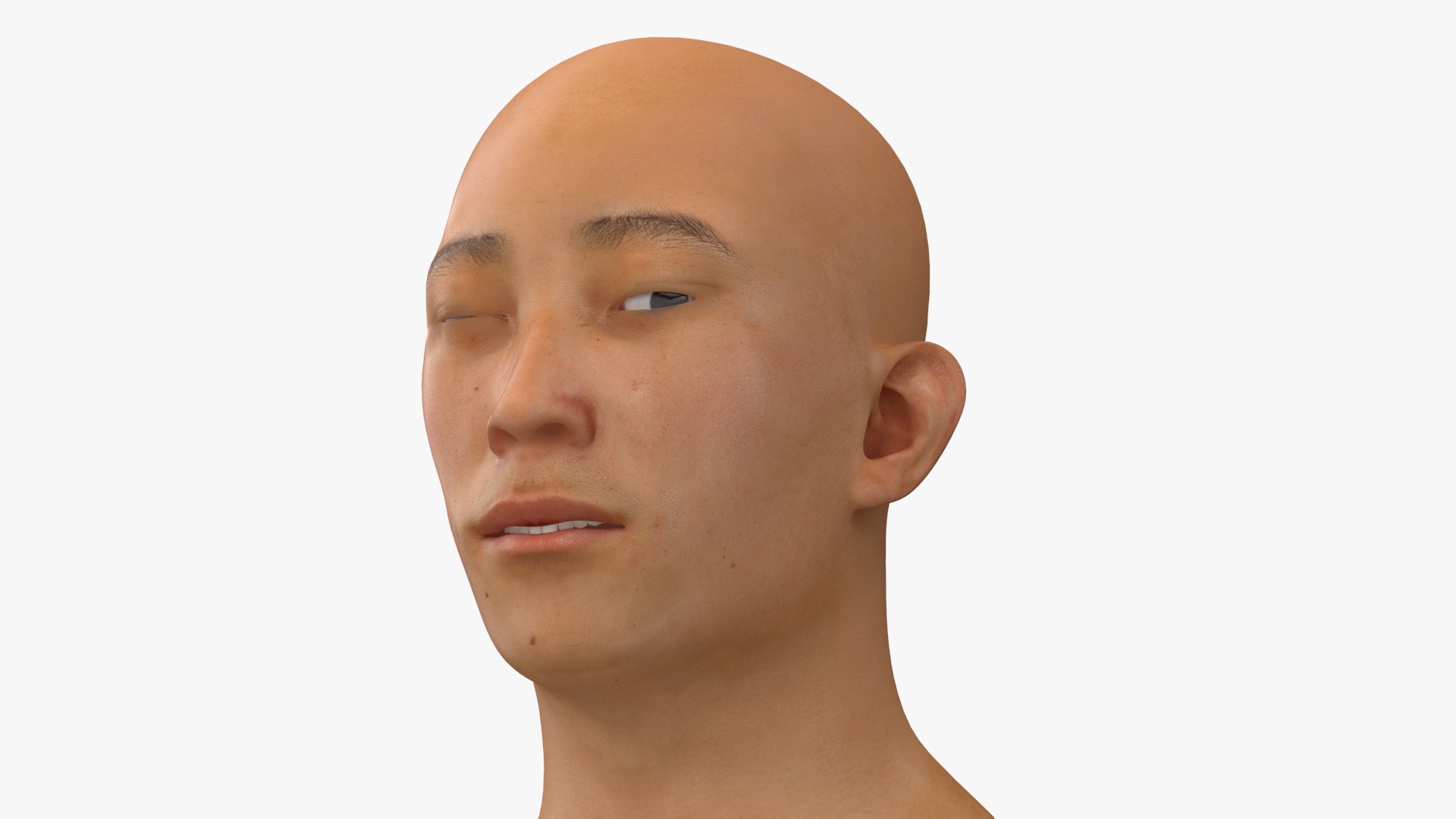 Asian Male Head Rigged 3D
