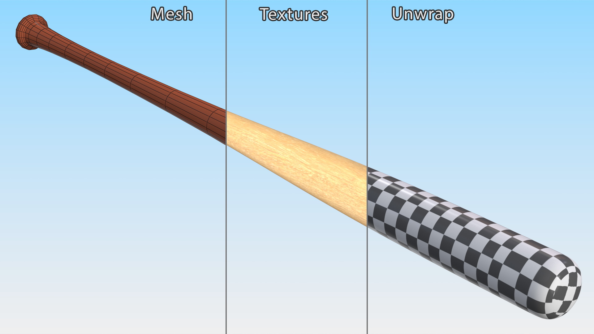 3D Classic Wooden Bat model