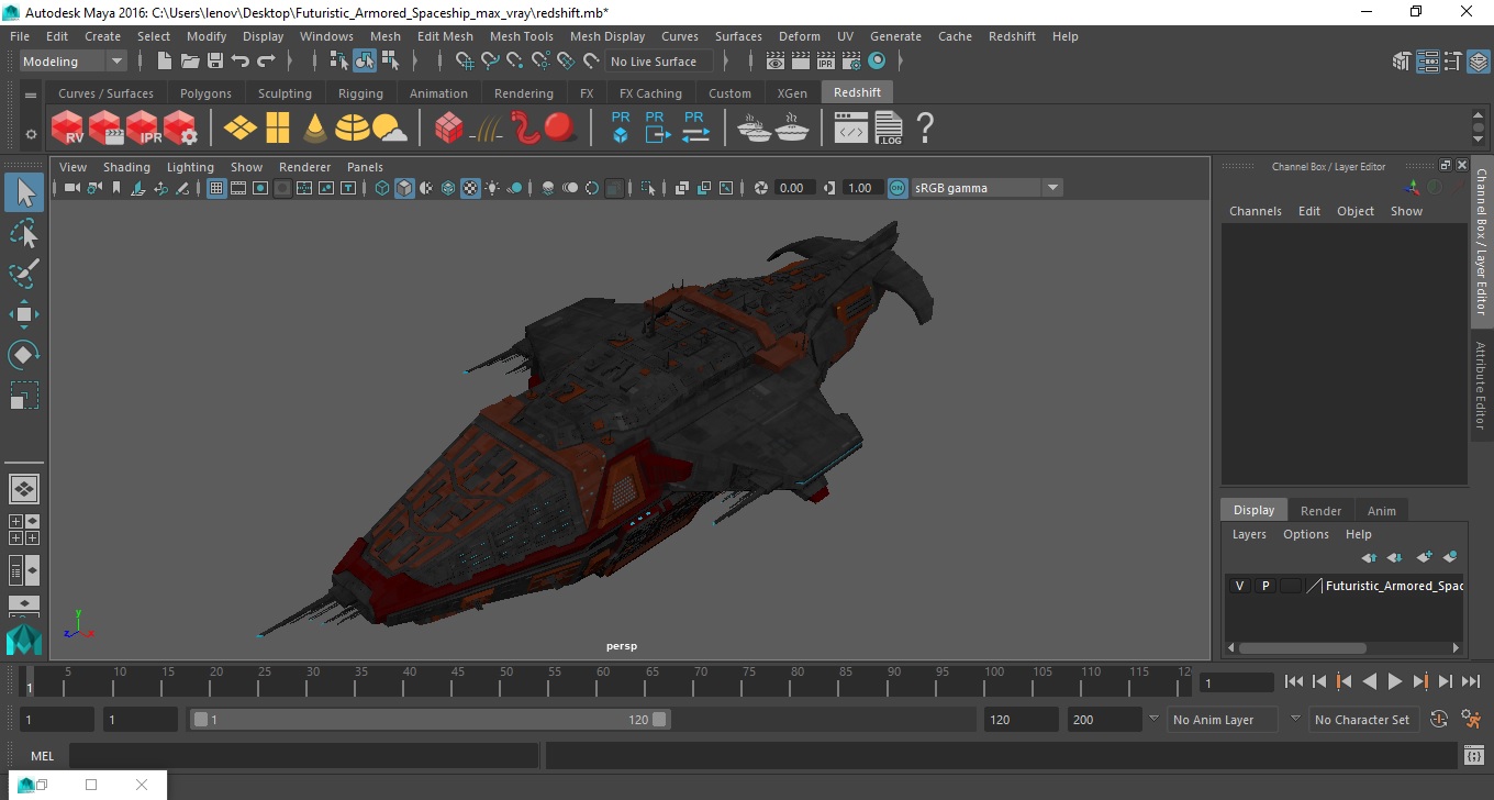 3D Futuristic Armored Spaceship model