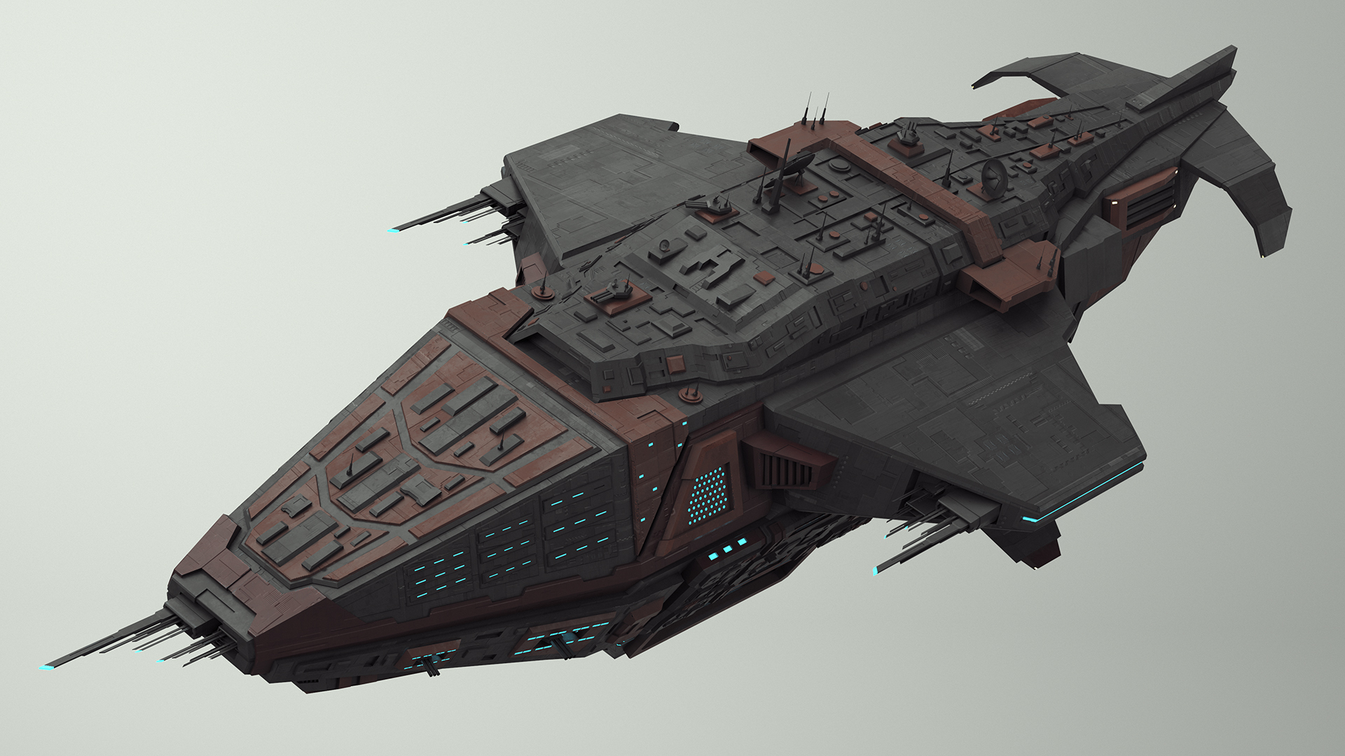 3D Futuristic Armored Spaceship model
