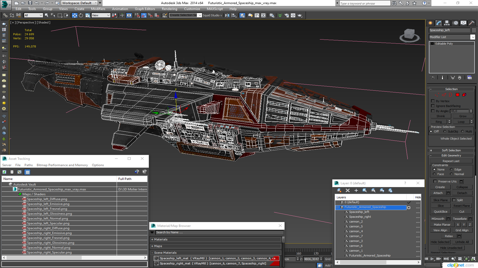 3D Futuristic Armored Spaceship model