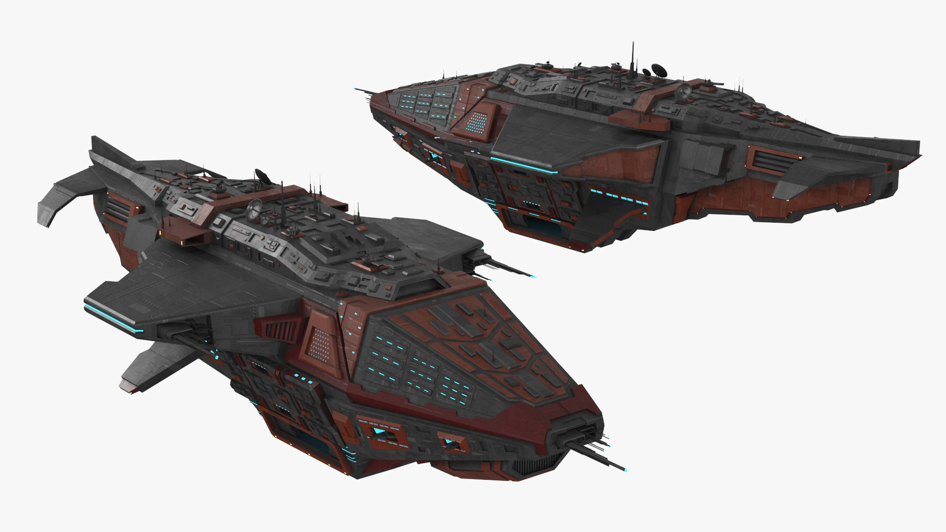 3D Futuristic Armored Spaceship model
