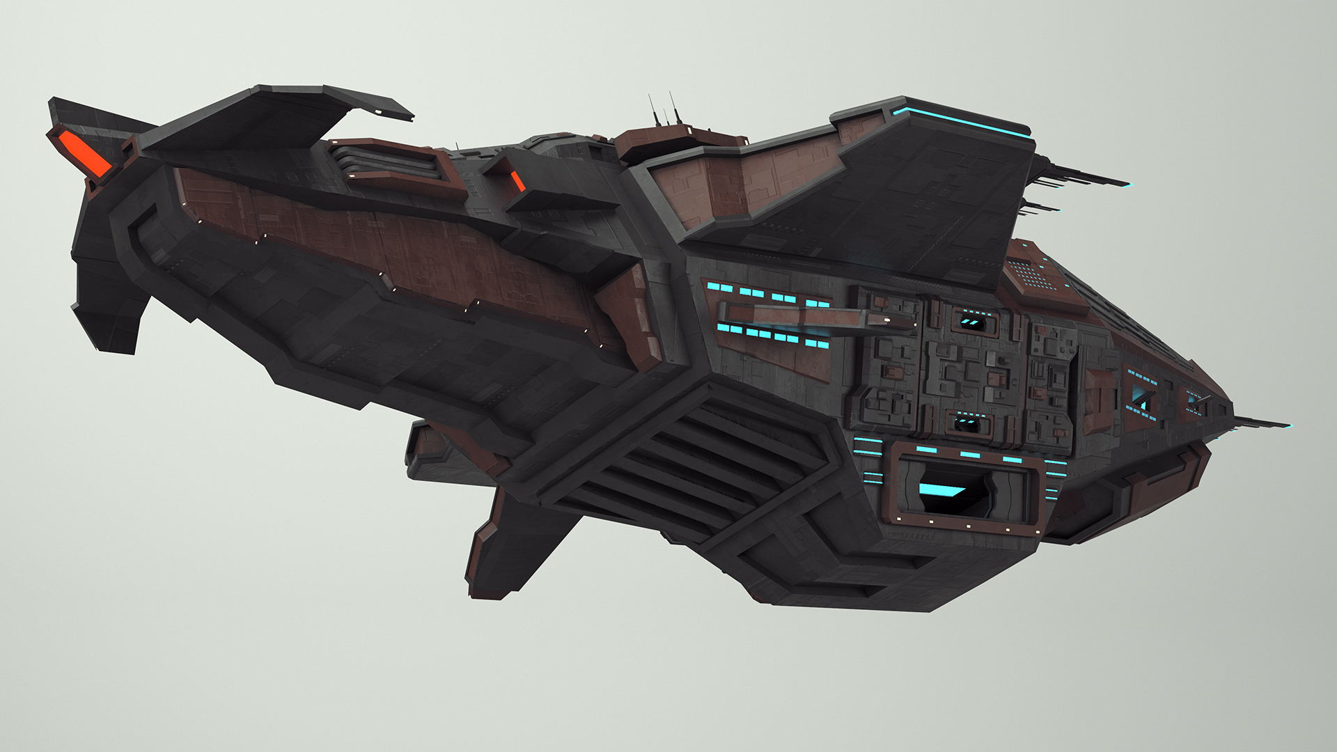 3D Futuristic Armored Spaceship model