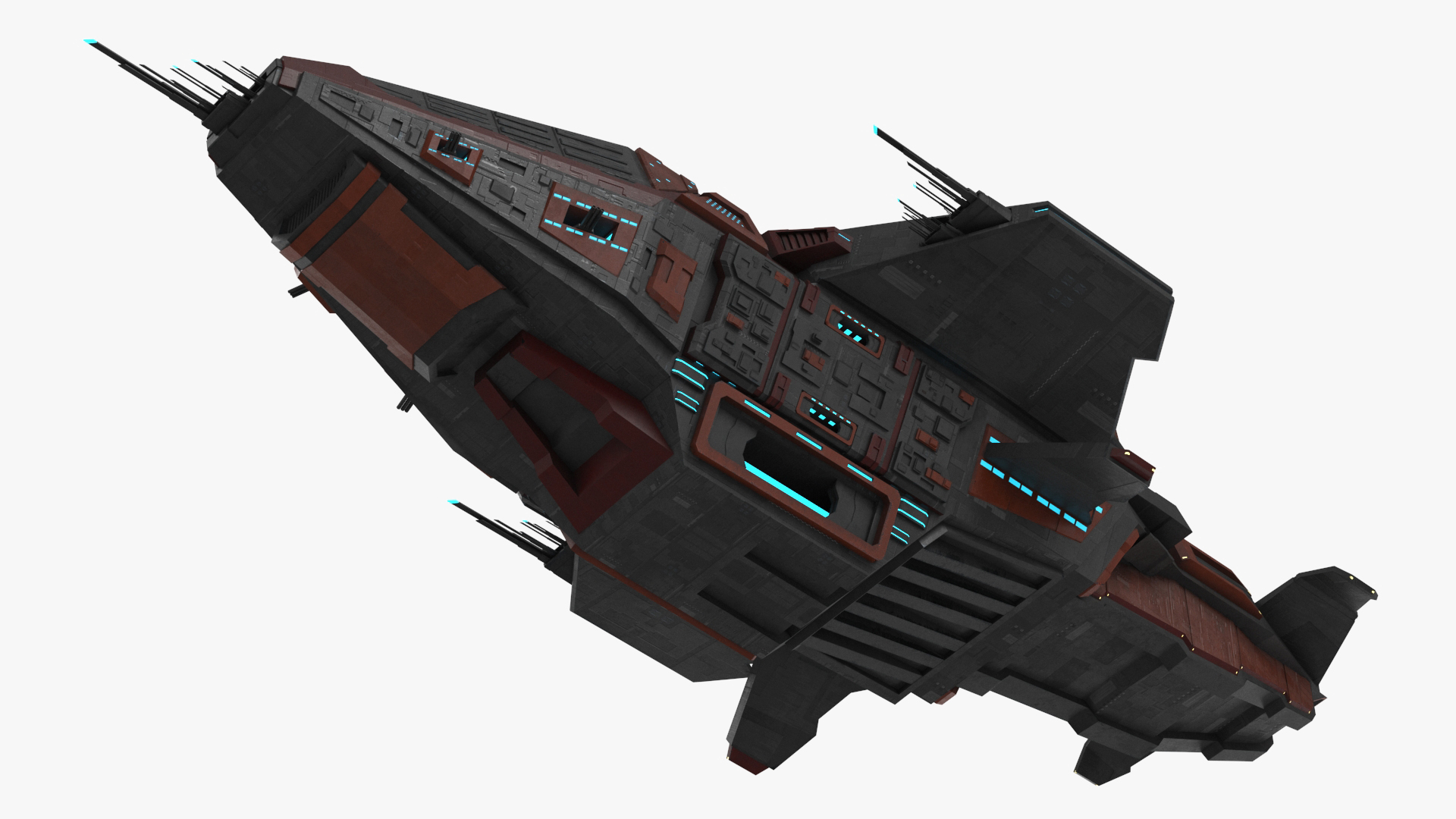 3D Futuristic Armored Spaceship model