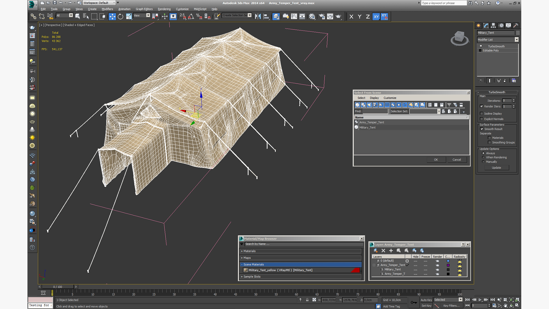 3D Army Temper Tent