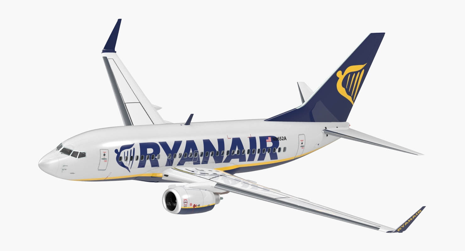 3D Boeing 737 600 with Interior Ryanair Rigged model